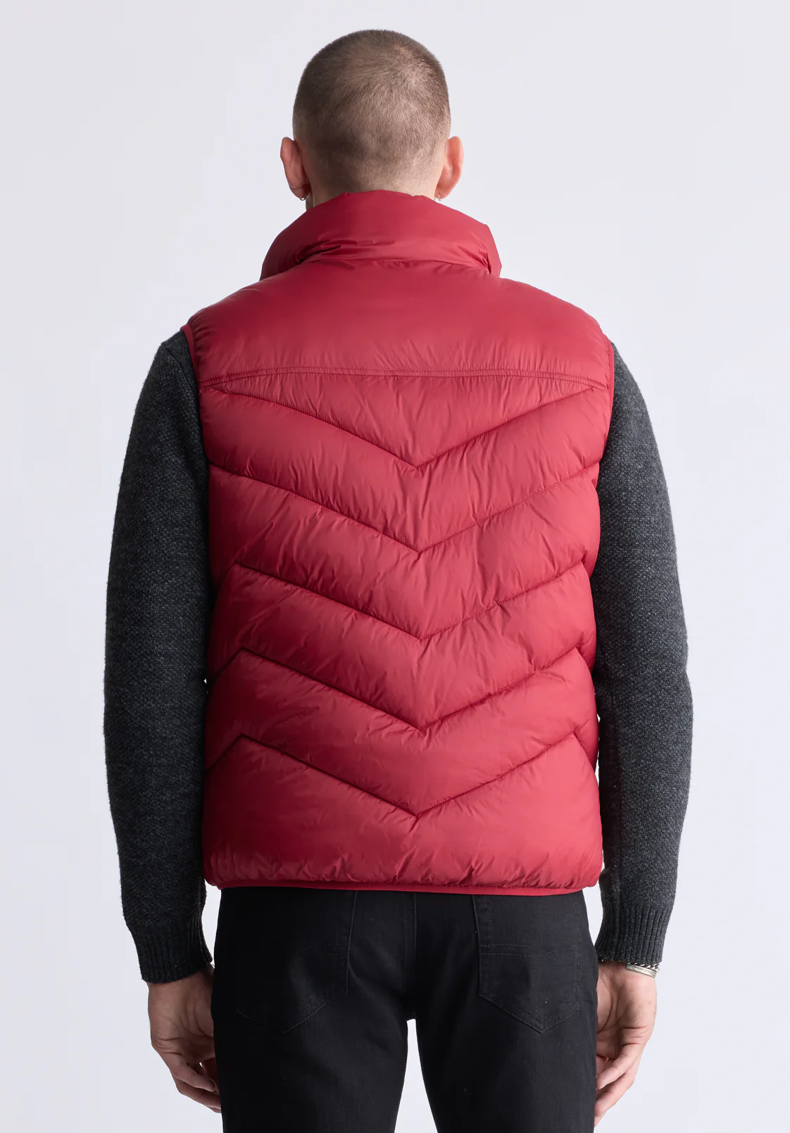 Davies Men's Puffer Vest, Chilli - OBMEF007 - Image 4