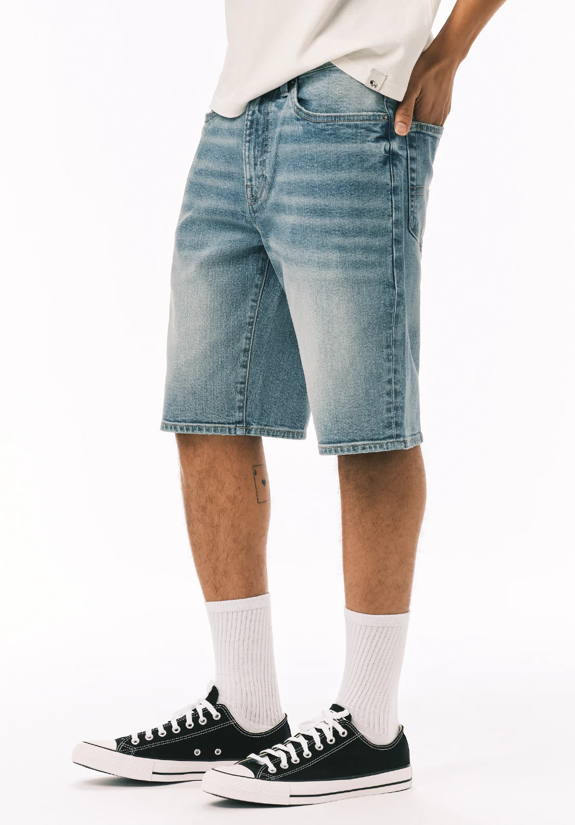 Relaxed Straight Dean Men's Denim Shorts, Authentic Worn - BM22952 - Image 3