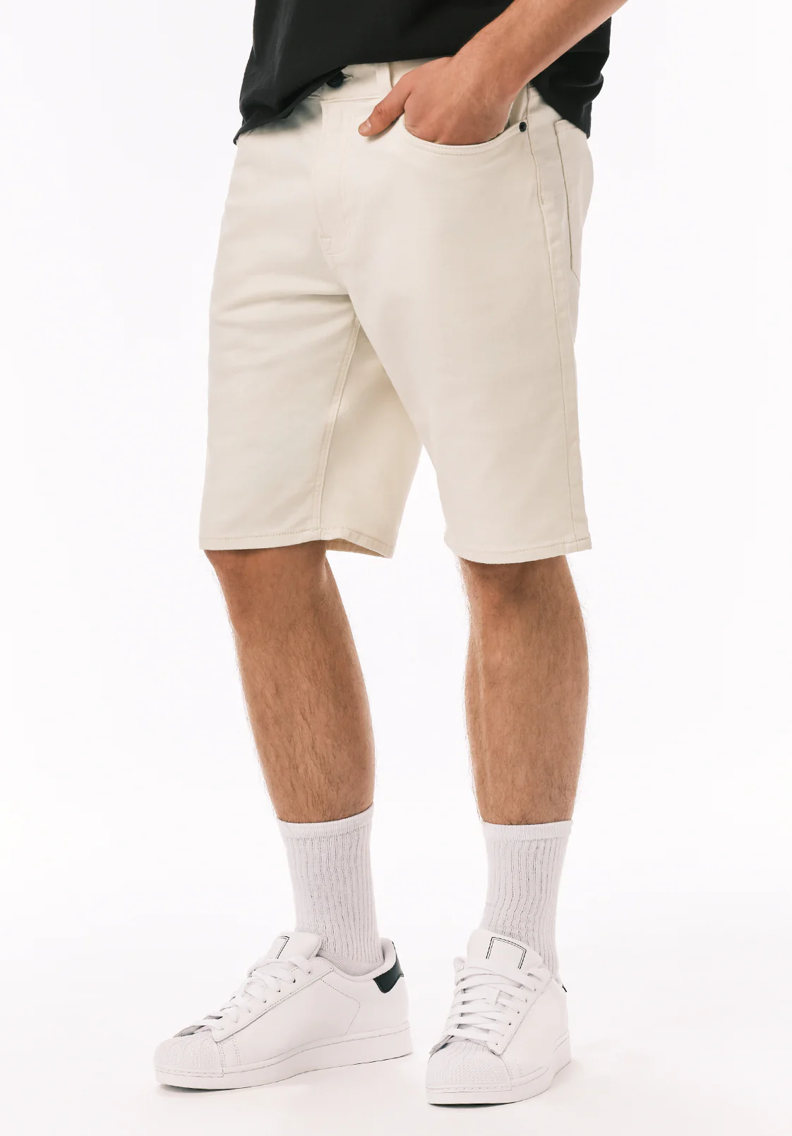 Relaxed Straight Dean Men's Freedom Flex Shorts, Vanilla White - BM26067 - Image 3