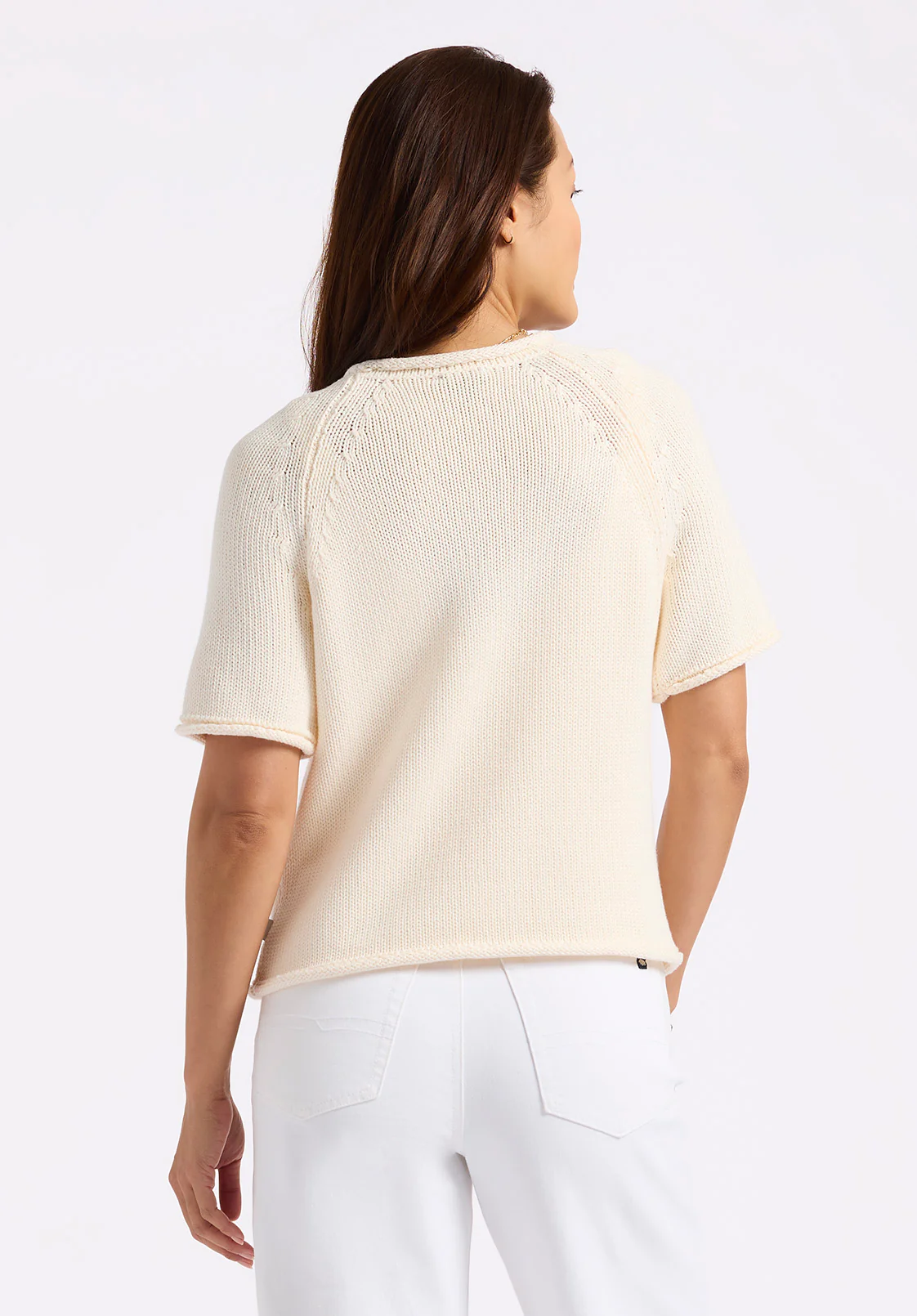 Devora Women’s Light Knit Short-Sleeve Sweater, Parchment - SW0115P - Image 5