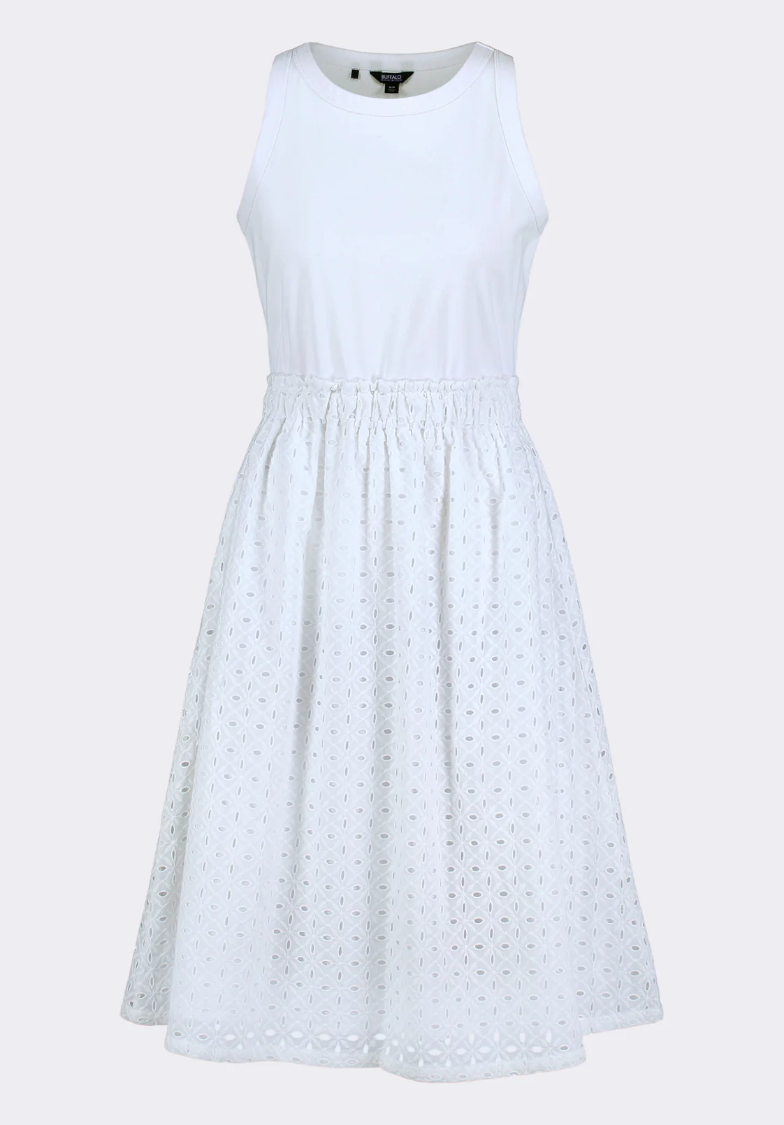 Drea Women's Tank Dress with Eyelet Embroidered Skirt, White - WD0067P - Image 5