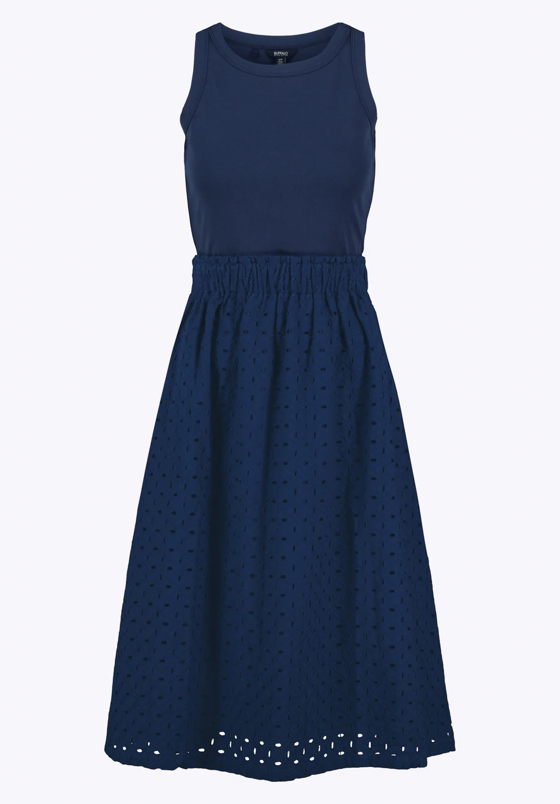 Drea Women's Tank Dress with Eyelet Embroidered Skirt, Navy - WD0067P - Image 5