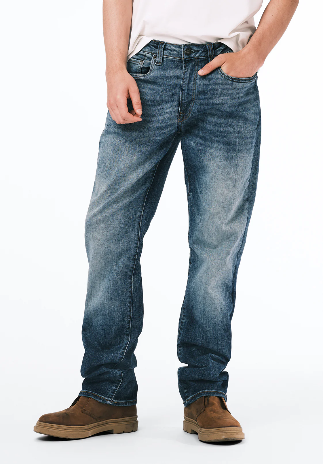 Relaxed Straight Driven Men's Jeans in Sanded Blue - BM22641 - Image 2