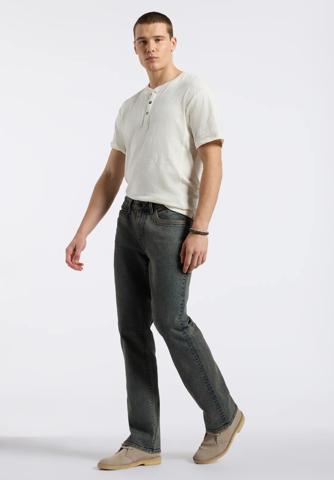 Relaxed Straight Driven Men's Jeans, Authentic Worn Indigo - BM26074 - Image 5