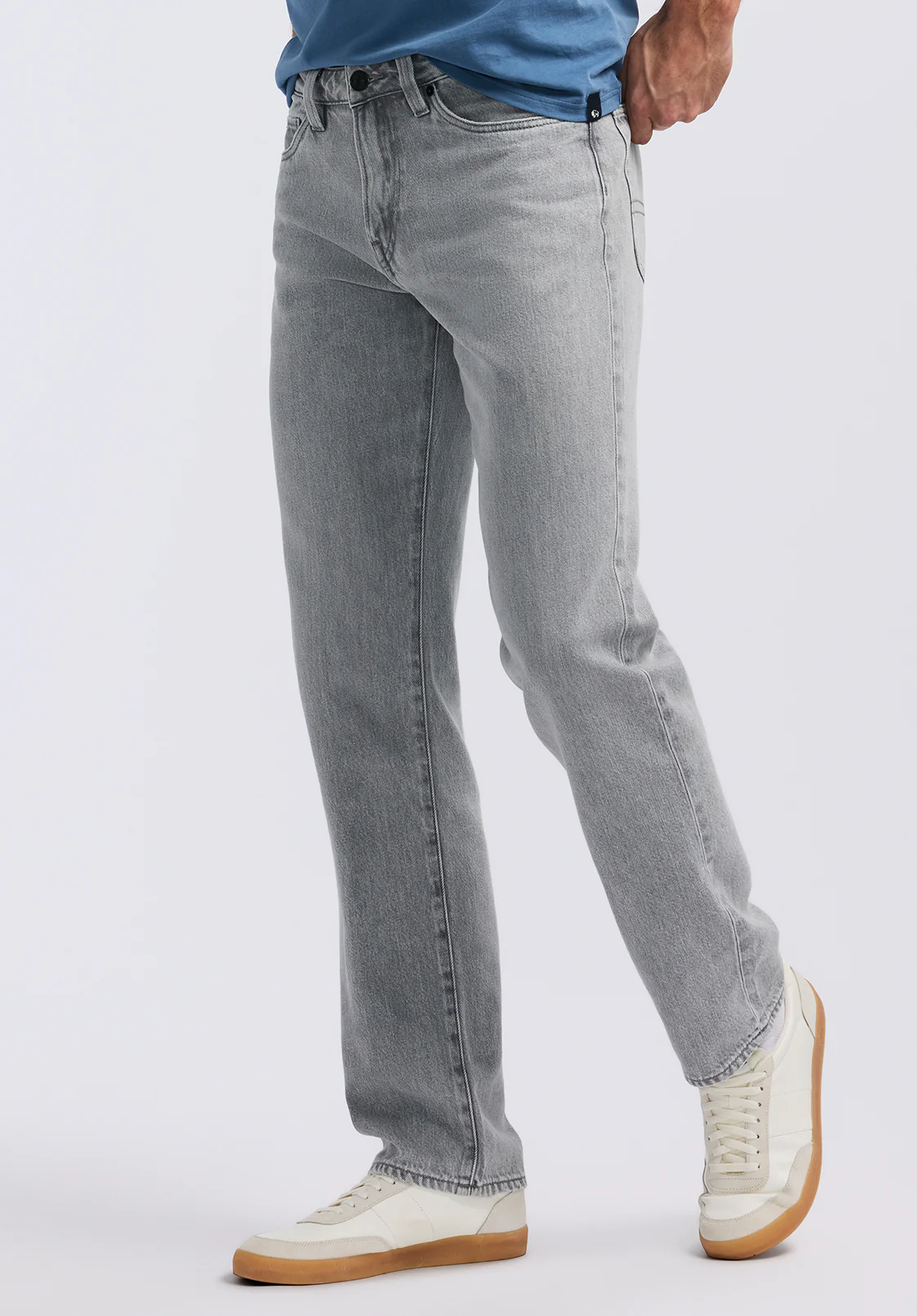Relaxed Straight Driven Men's Jeans, Authentic Worn Grey - BM26084 - Image 3