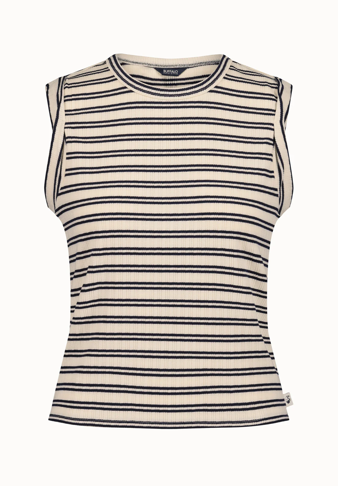 Elayne Women’s Striped Sleeveless Top, Marshmallow - KT0180P - Image 5