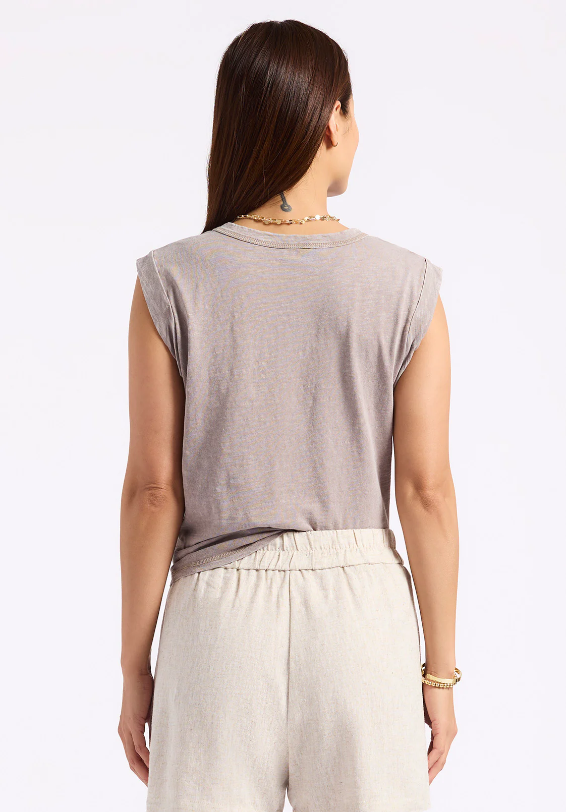 Elayne Women’s Sleeveless Top, Driftwood Brown - KT0230P - Image 3