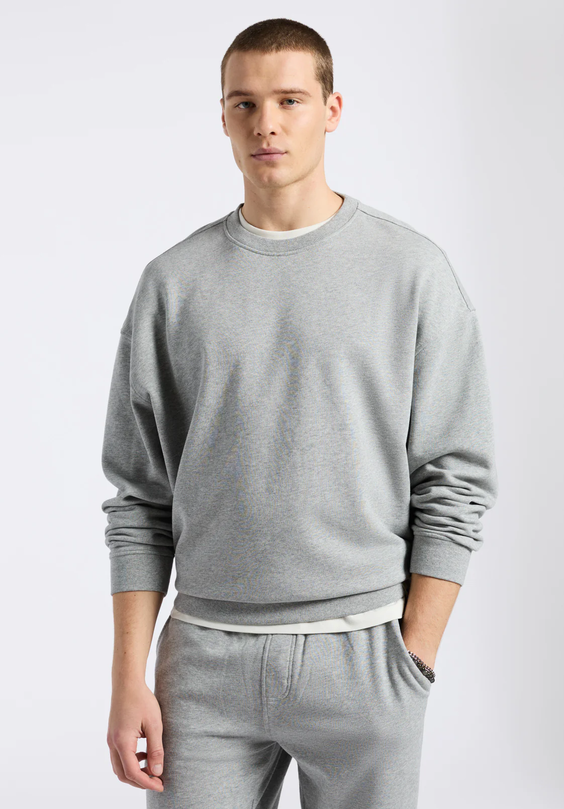 Famke Men's Relaxed Crewneck Sweatshirt, Heather Grey - BM24541 - Image 3