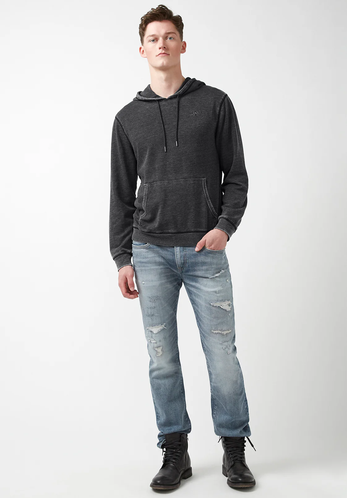 Farman Men’s Lightweight Hooded Sweatshirt, Black- BM24171