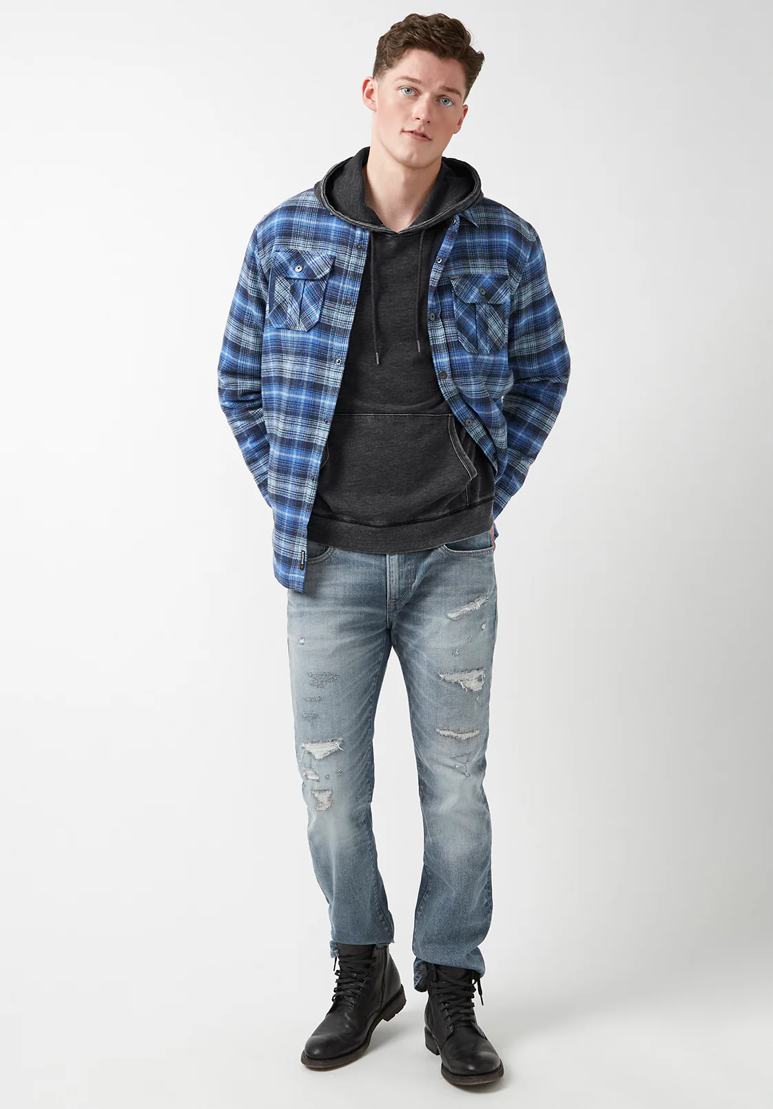 Farman Men’s Lightweight Hooded Sweatshirt, Black- BM24171 - Image 5