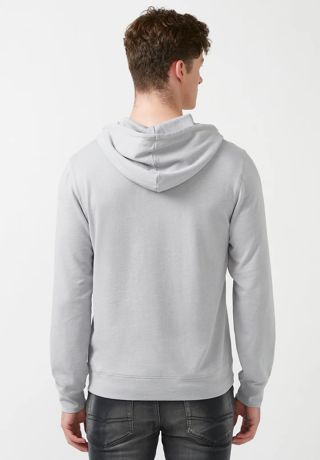 Farman Men’s Lightweight Hooded Sweatshirt, Light Grey - BM24171 - Image 2