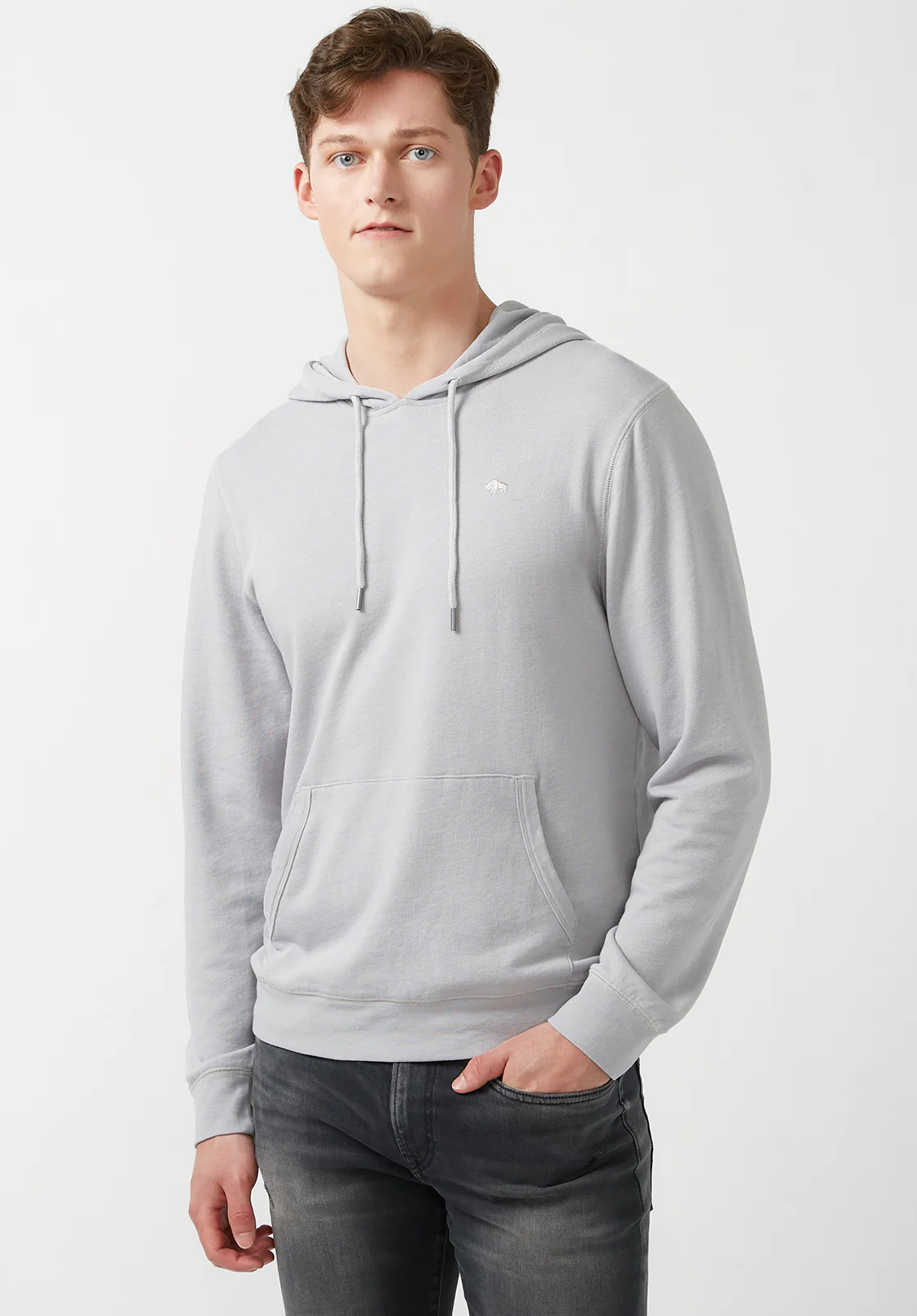 Farman Men’s Lightweight Hooded Sweatshirt, Light Grey - BM24171 - Image 3