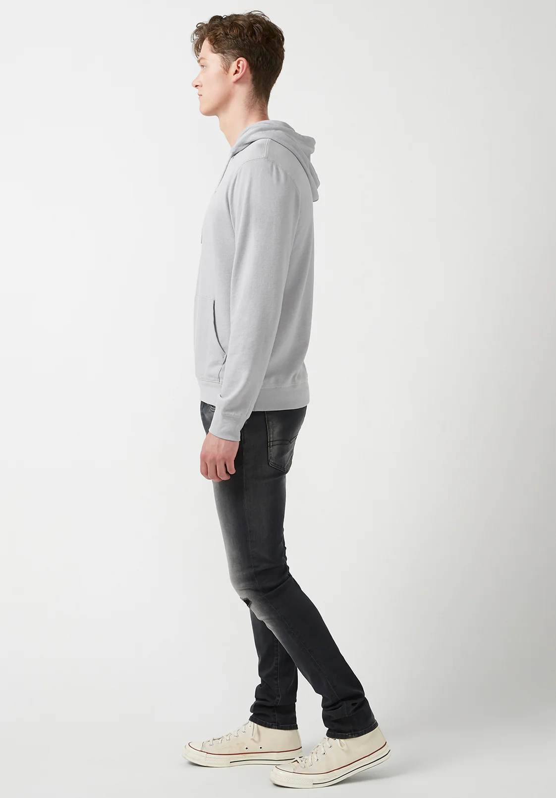 Farman Men’s Lightweight Hooded Sweatshirt, Light Grey - BM24171 - Image 4