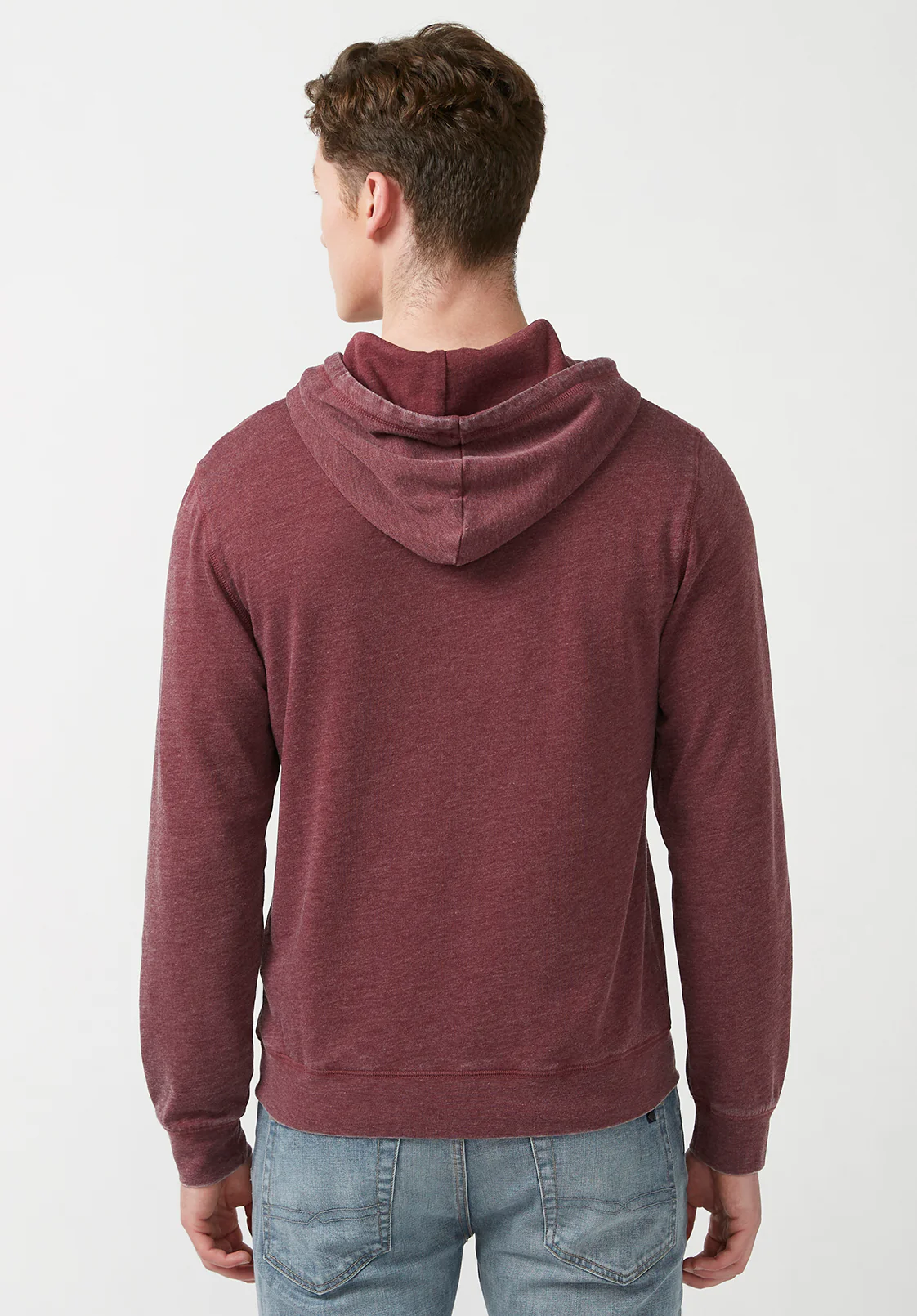 Farman Men’s Lightweight Hooded Sweatshirt, Dark Red - BM24171 - Image 2