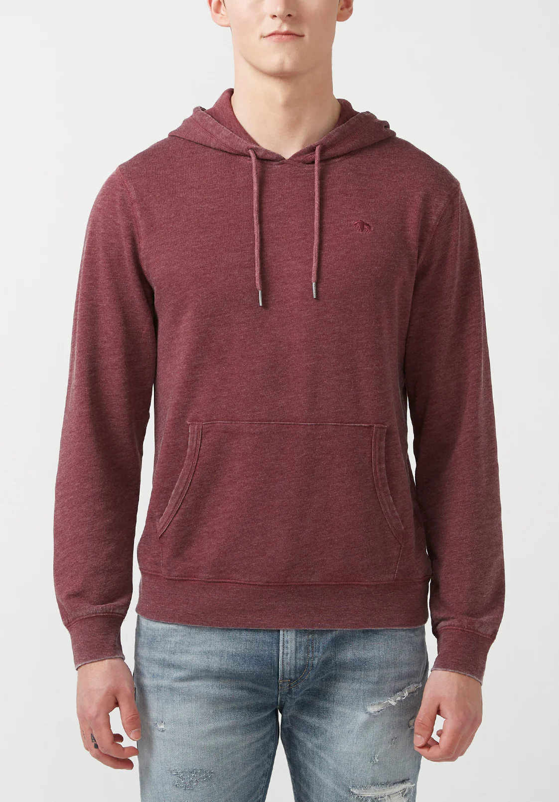 Farman Men’s Lightweight Hooded Sweatshirt, Dark Red - BM24171 - Image 4