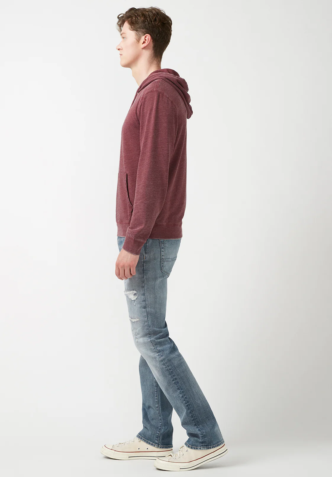 Farman Men’s Lightweight Hooded Sweatshirt, Dark Red - BM24171 - Image 5