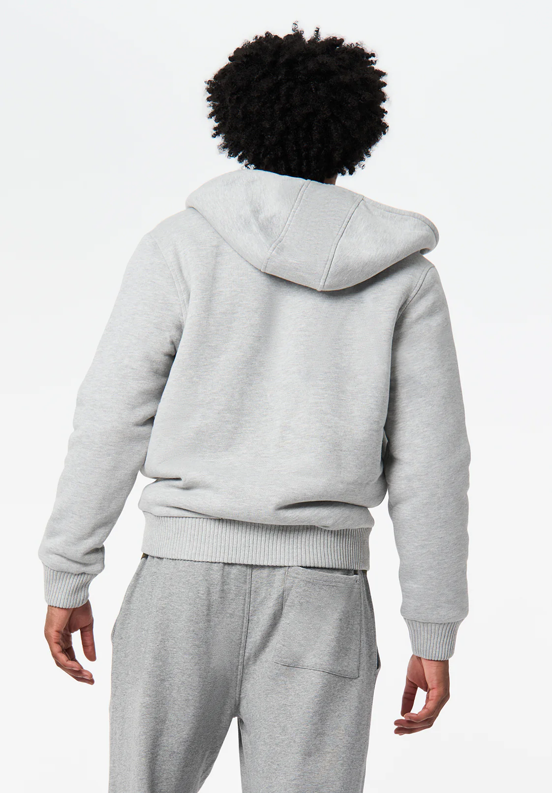 Fasox Men's Relaxed Full-Zip Hooded Jacket with Sherpa Lining, Heather Grey - BM24735 - Image 4