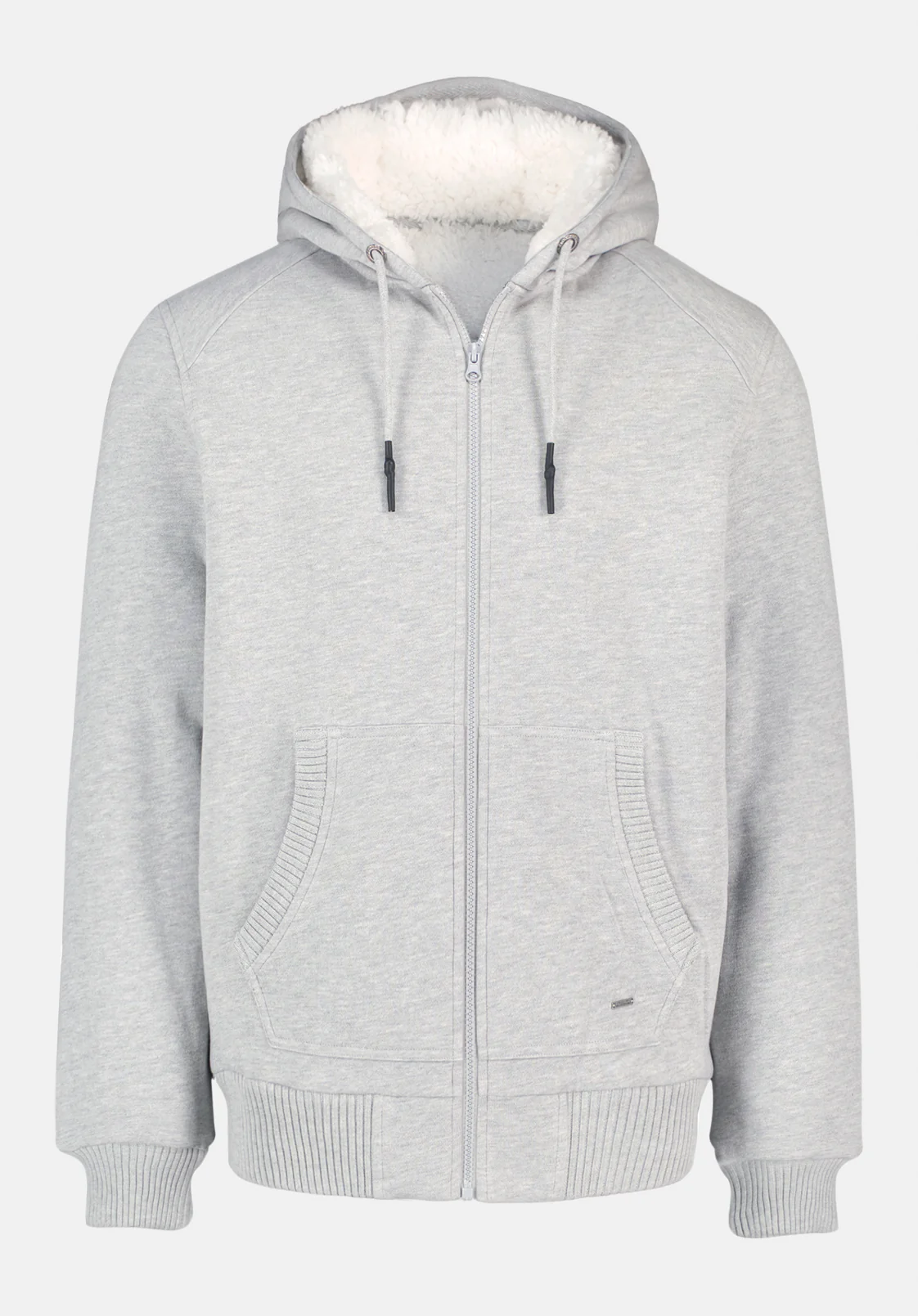 Fasox Men's Relaxed Full-Zip Hooded Jacket with Sherpa Lining, Heather Grey - BM24735 - Image 5