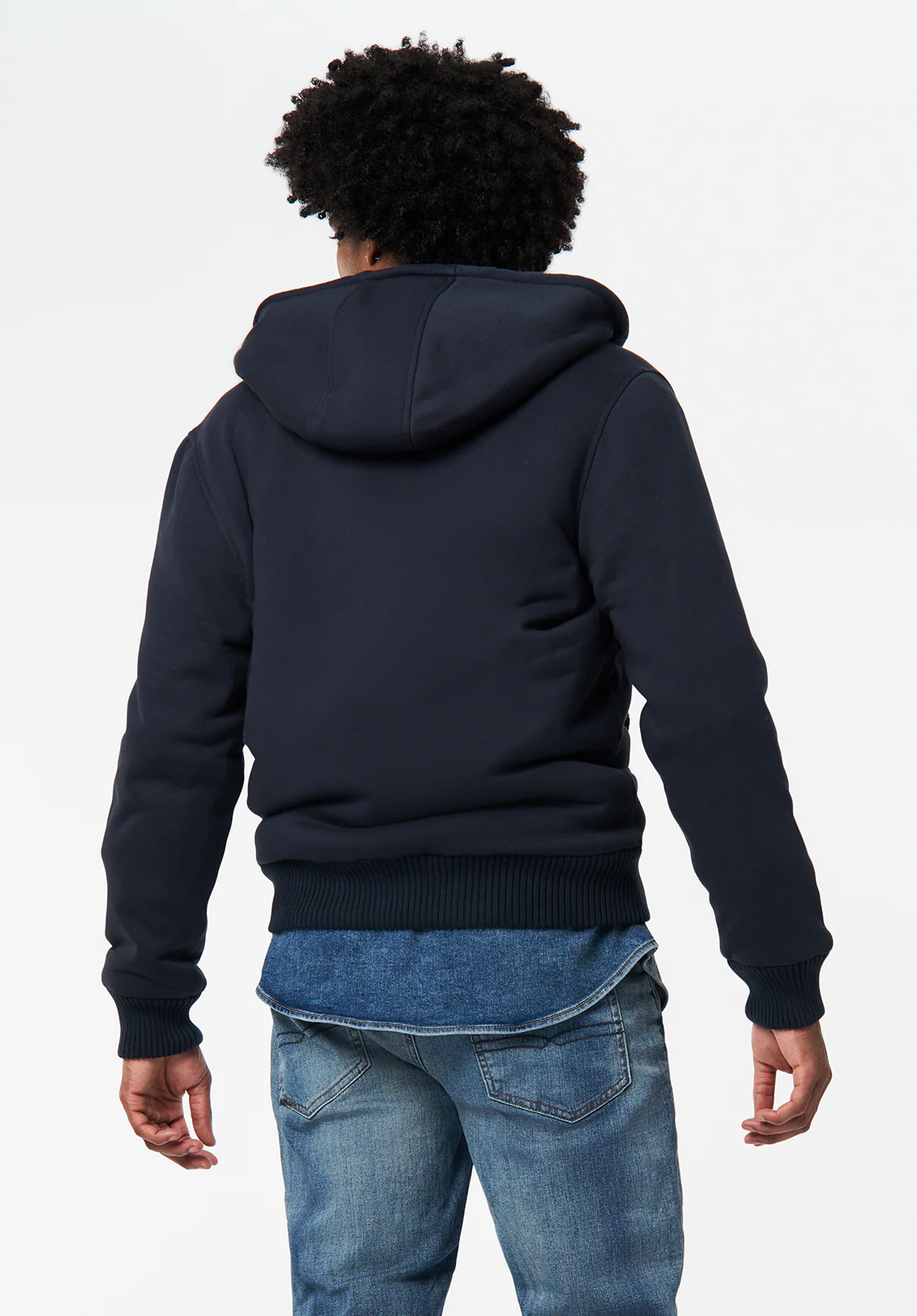Fasox Men's Relaxed Full-Zip Hooded Jacket with Sherpa Lining, Whale - BM24735 - Image 4