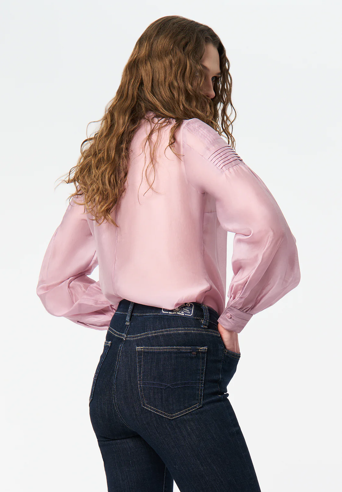 Fifi Women's Pleated Shoulder Detail Long Sleeve Blouse, Burnished Lilac - WT0211 - Image 3