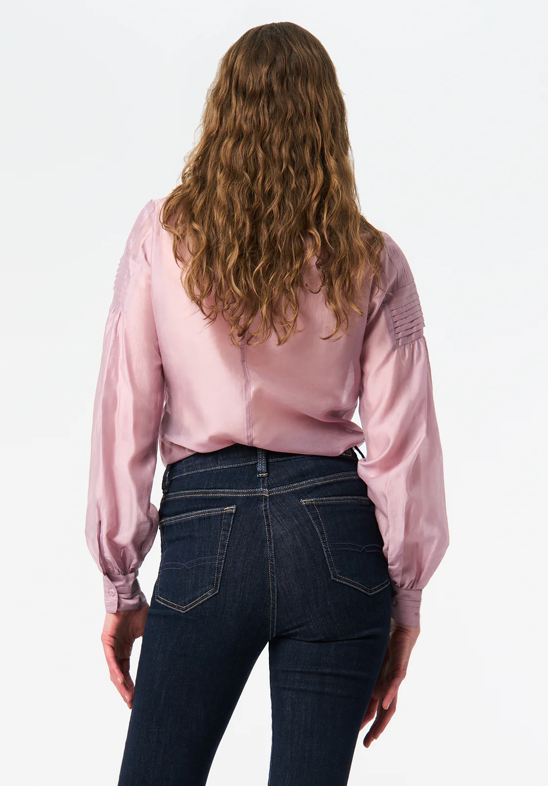 Fifi Women's Pleated Shoulder Detail Long Sleeve Blouse, Burnished Lilac - WT0211 - Image 4