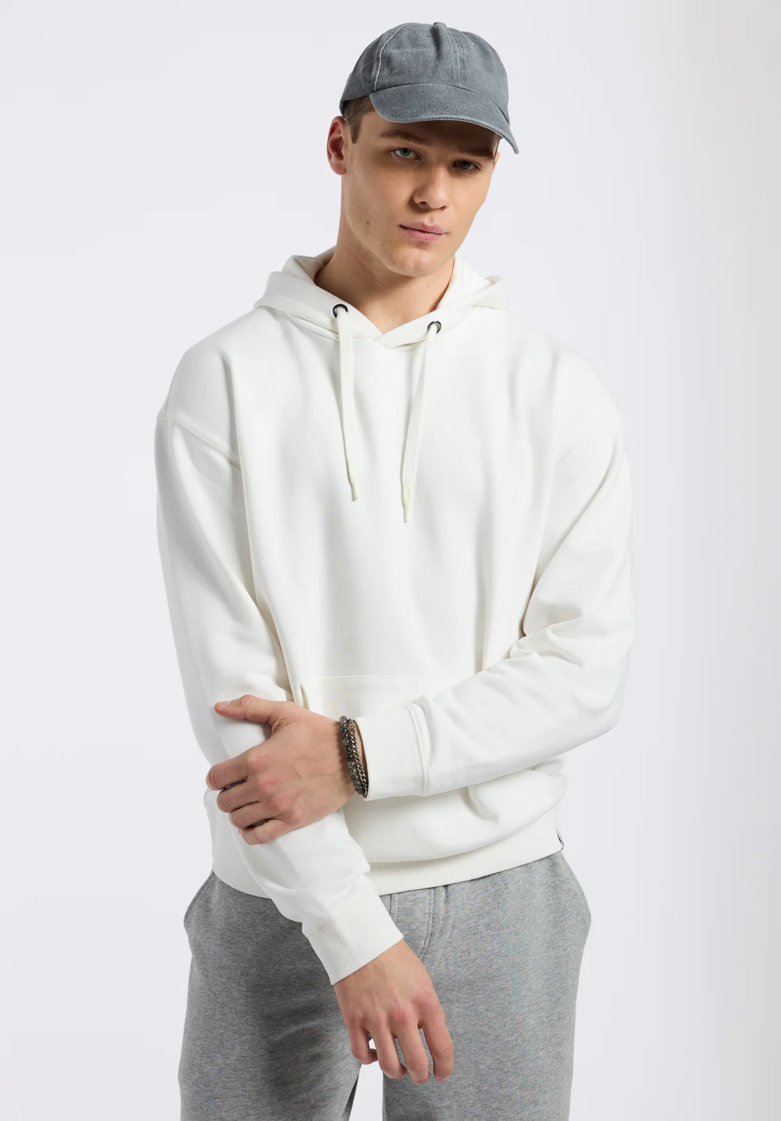 Finley Men's Relaxed Hooded Sweatshirt, Milk - BM24534 - Image 5