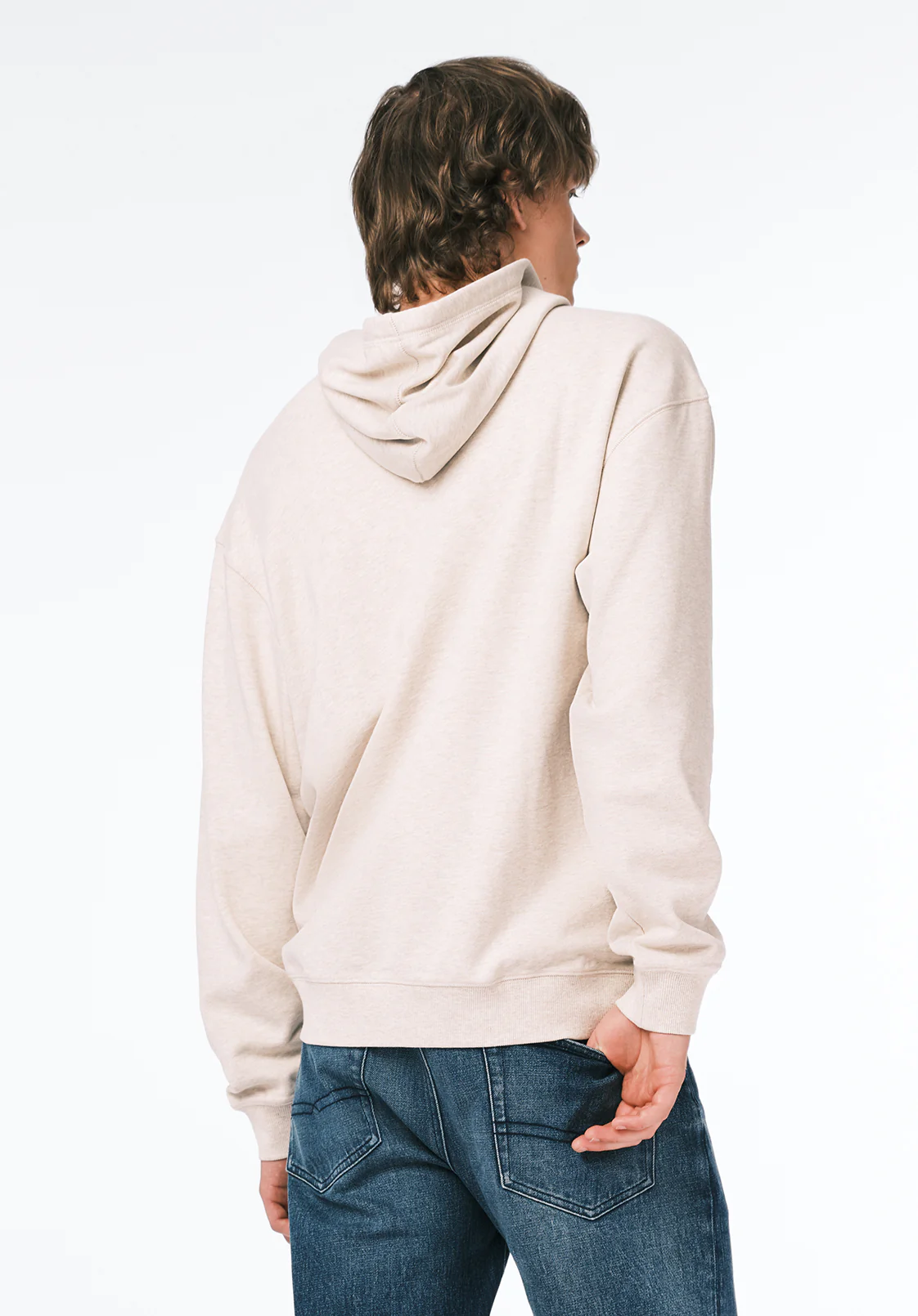 Finley Men's Relaxed Hooded Sweatshirt, Heather Beige - BM24741 - Image 4