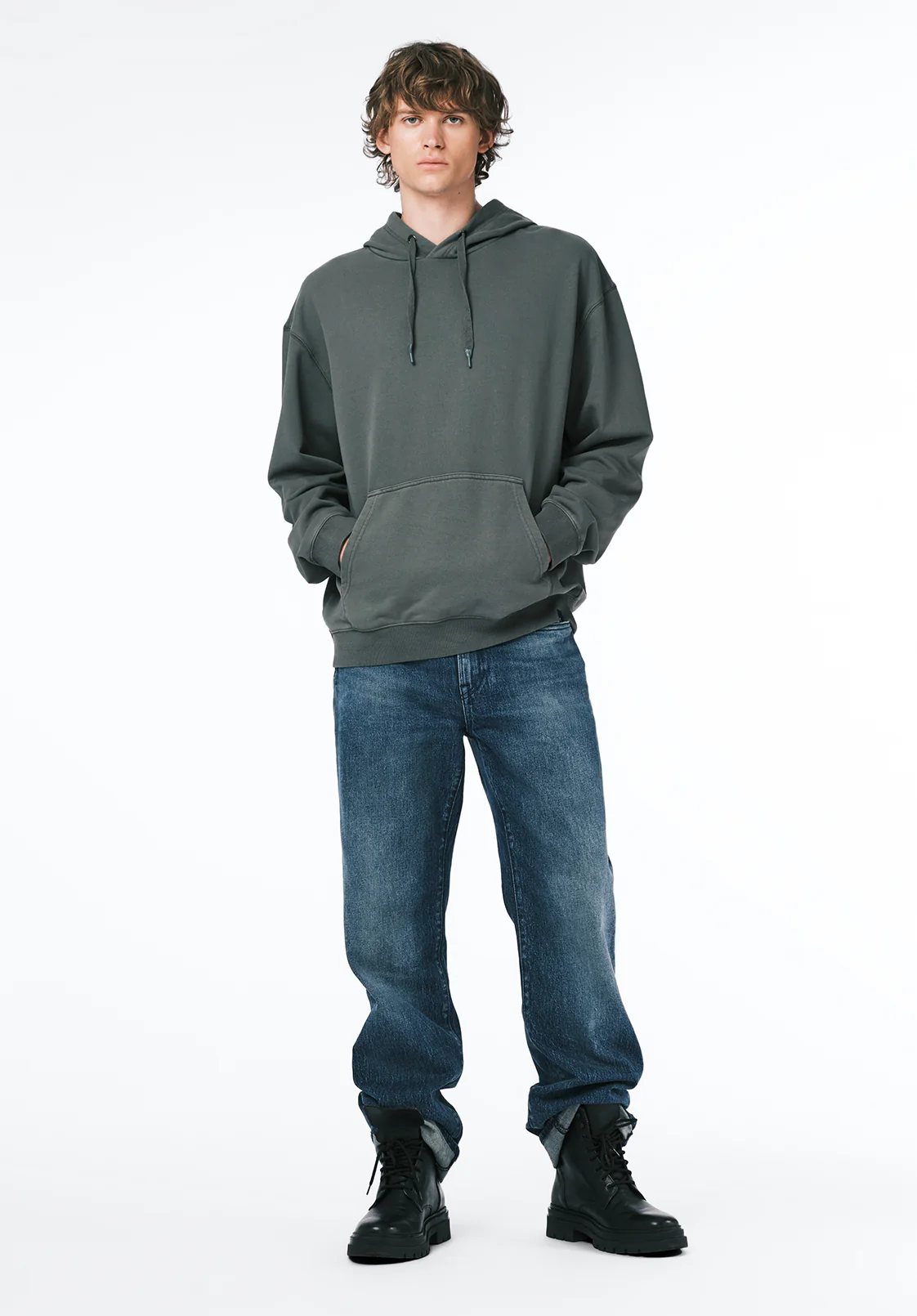 Finley Men's Relaxed Hooded Sweatshirt, Dark Forest - BM24741