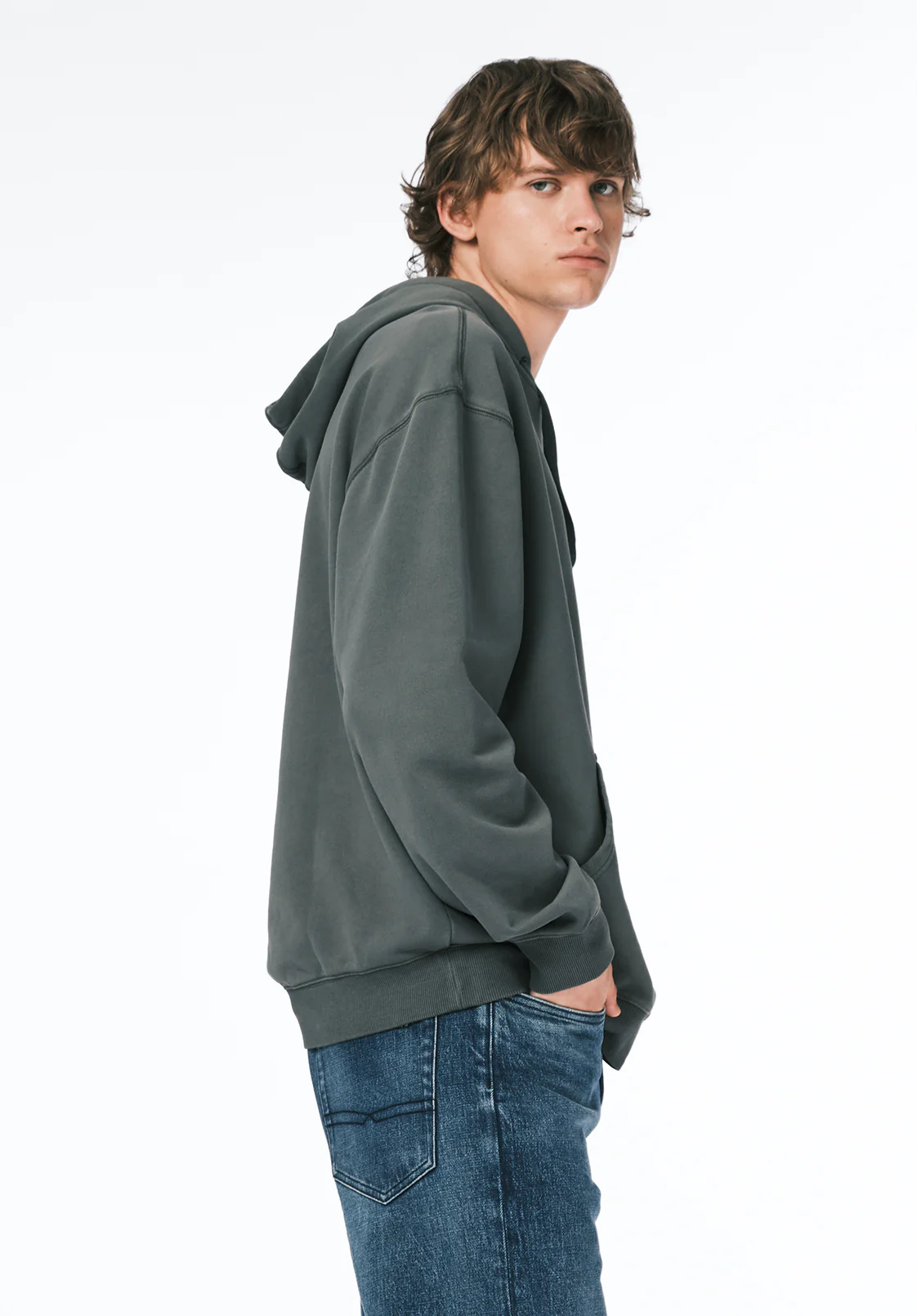 Finley Men's Relaxed Hooded Sweatshirt, Dark Forest - BM24741 - Image 2