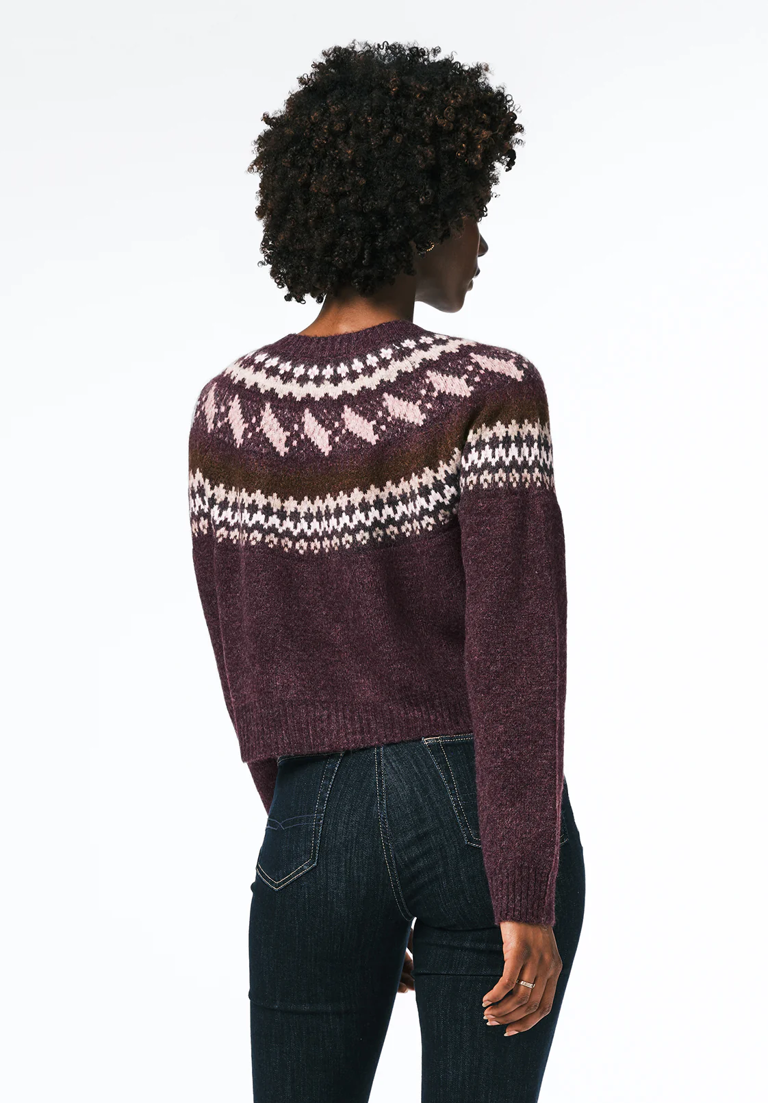 Frederick Women's Fair Isle Button-Up Cardigan, Fig - SW0152 - Image 4