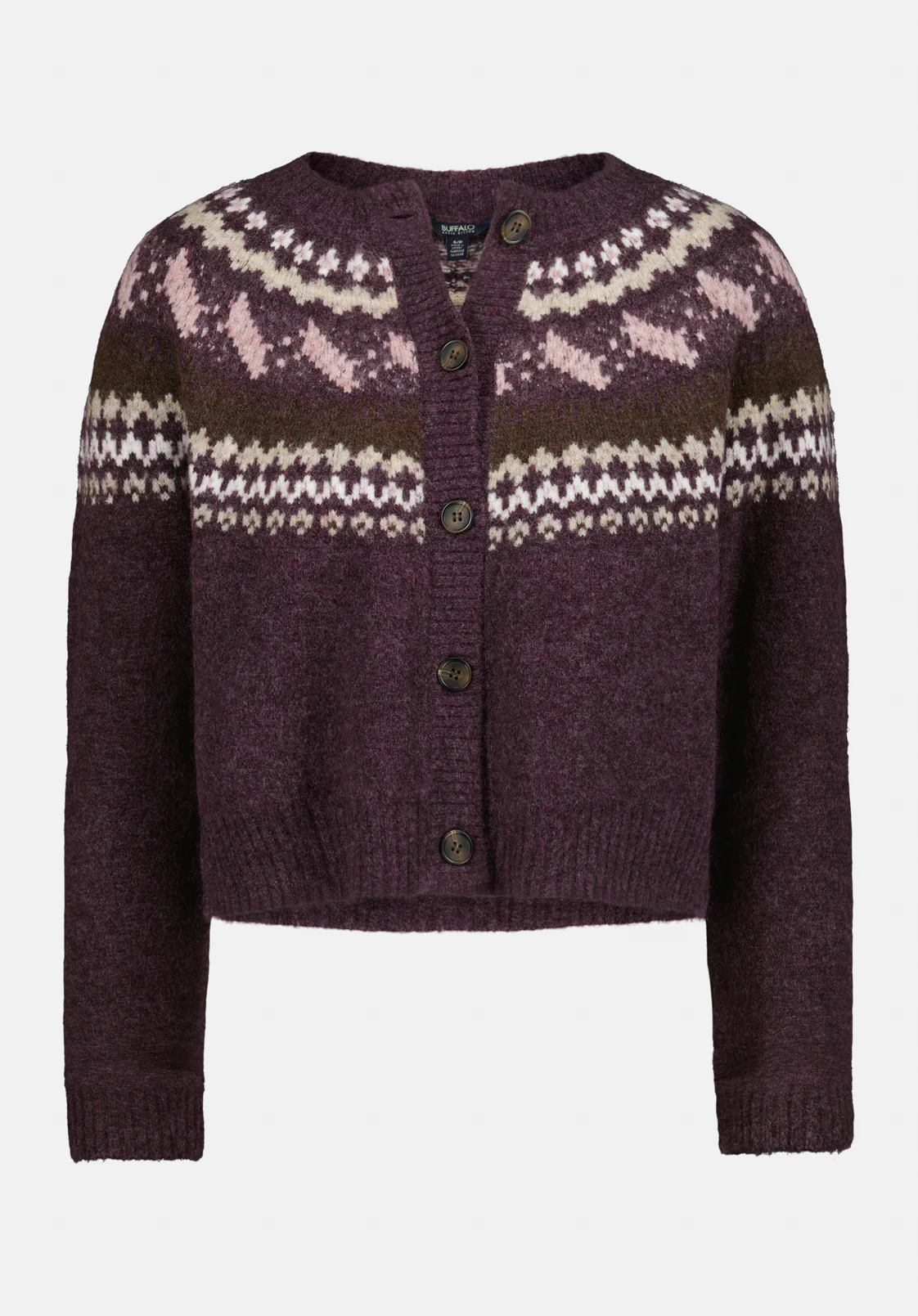 Frederick Women's Fair Isle Button-Up Cardigan, Fig - SW0152 - Image 5