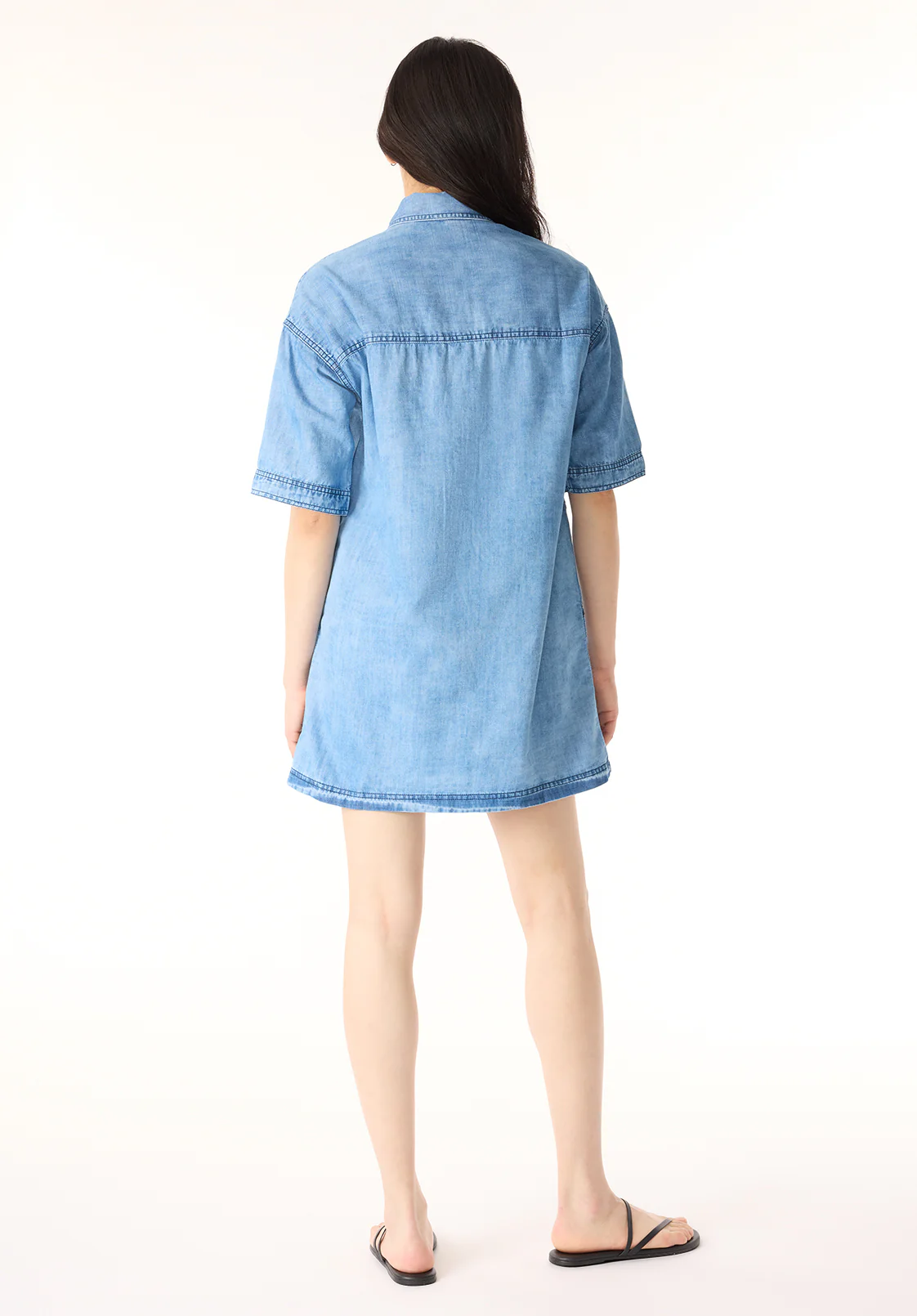 Freida Women's Mid-Sleeve Button-Up Shirt Dress, Classic Vintage Blue - WD0069P - Image 4