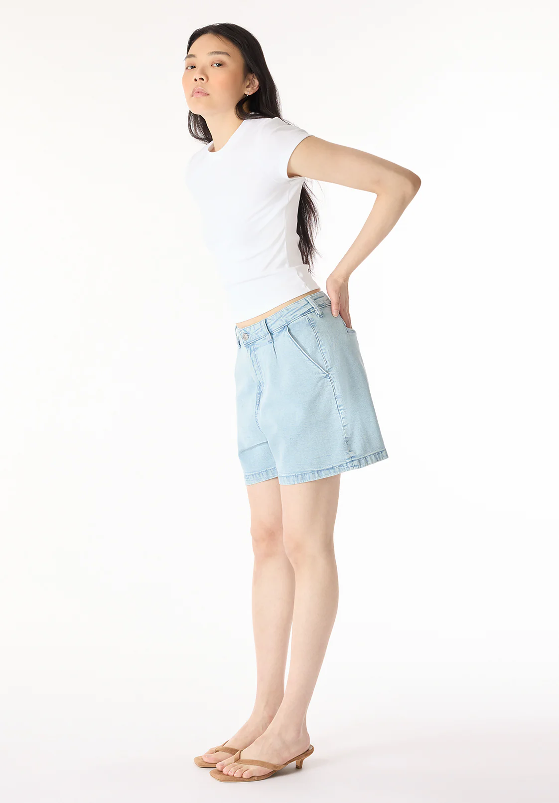 Gaga Women's Casual Denim Shorts, Bleached Blue - BL16073