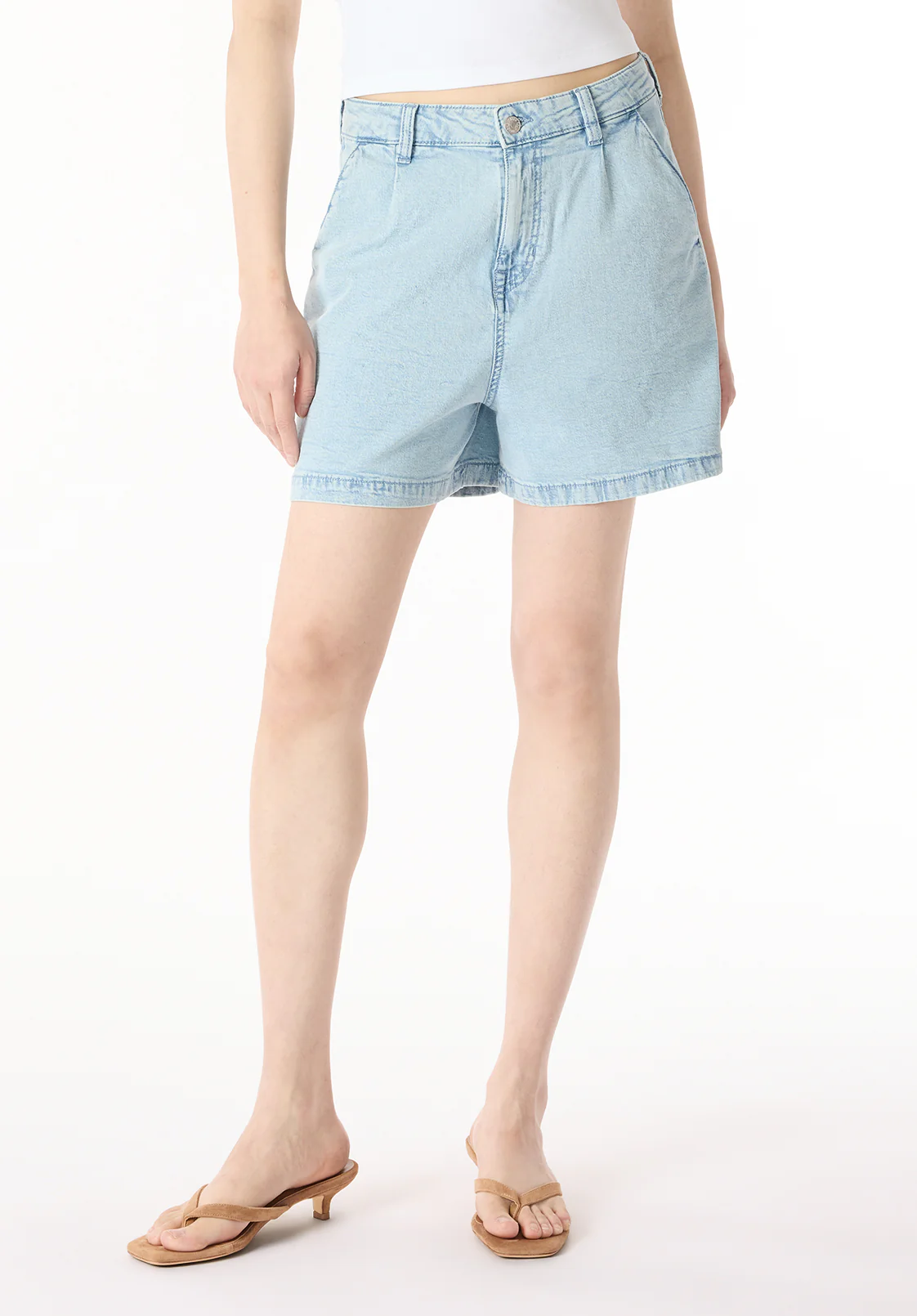 Gaga Women's Casual Denim Shorts, Bleached Blue - BL16073 - Image 2