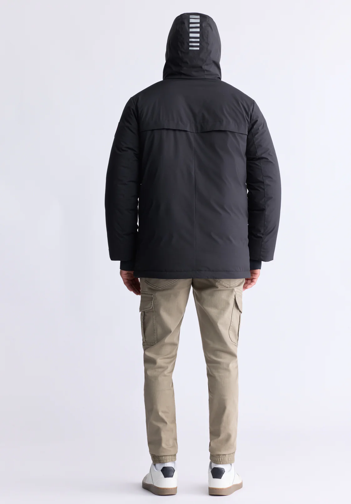 Gavin Men’s Mid-length Two-way Zip-up Classic Parka, Black - OBMFP001 - Image 6
