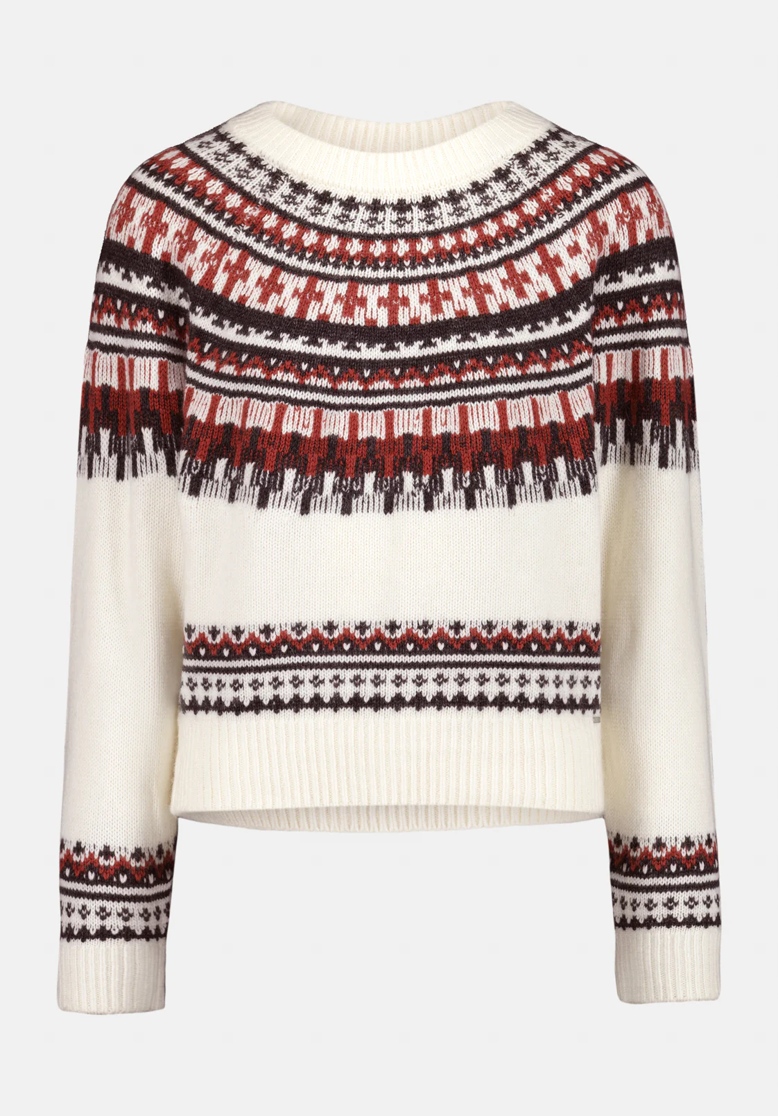 Glenda Women's Fair Isle Knit Crewneck Sweater, Ivory - SW0149 - Image 5