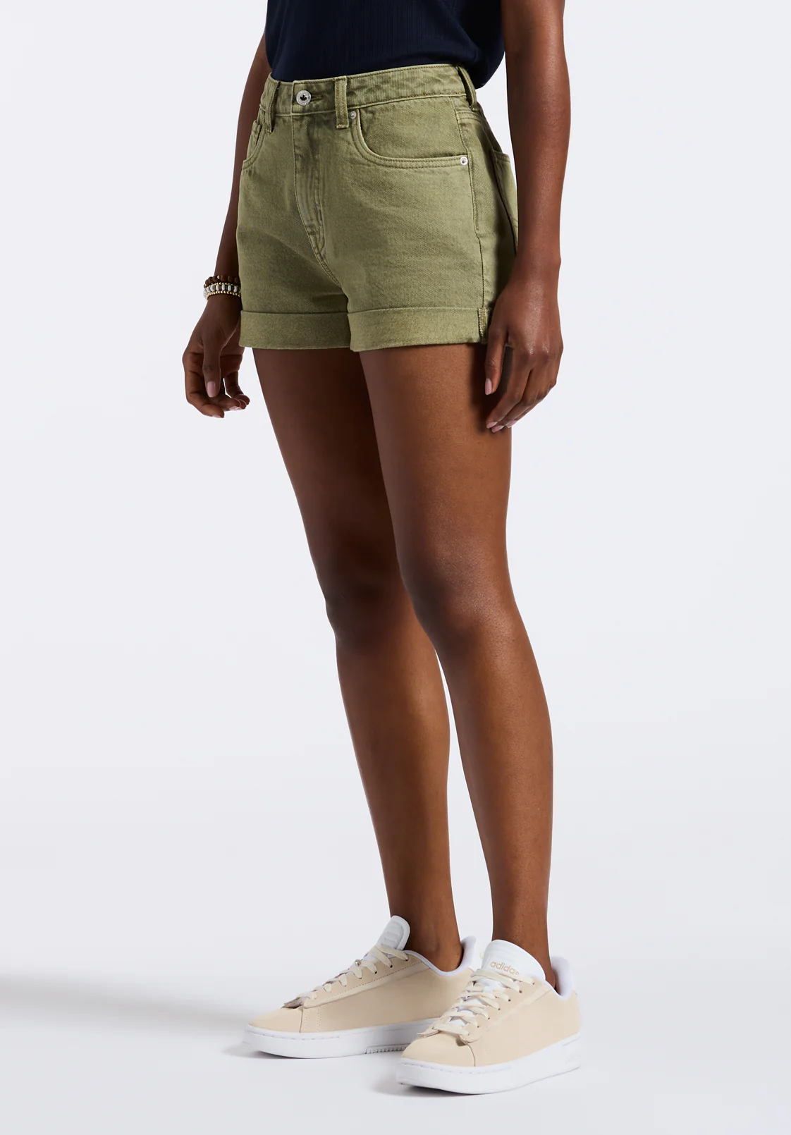 High Rise Relaxed Goldie Women's Shorts, Aloe Green - BL15963 - Image 3
