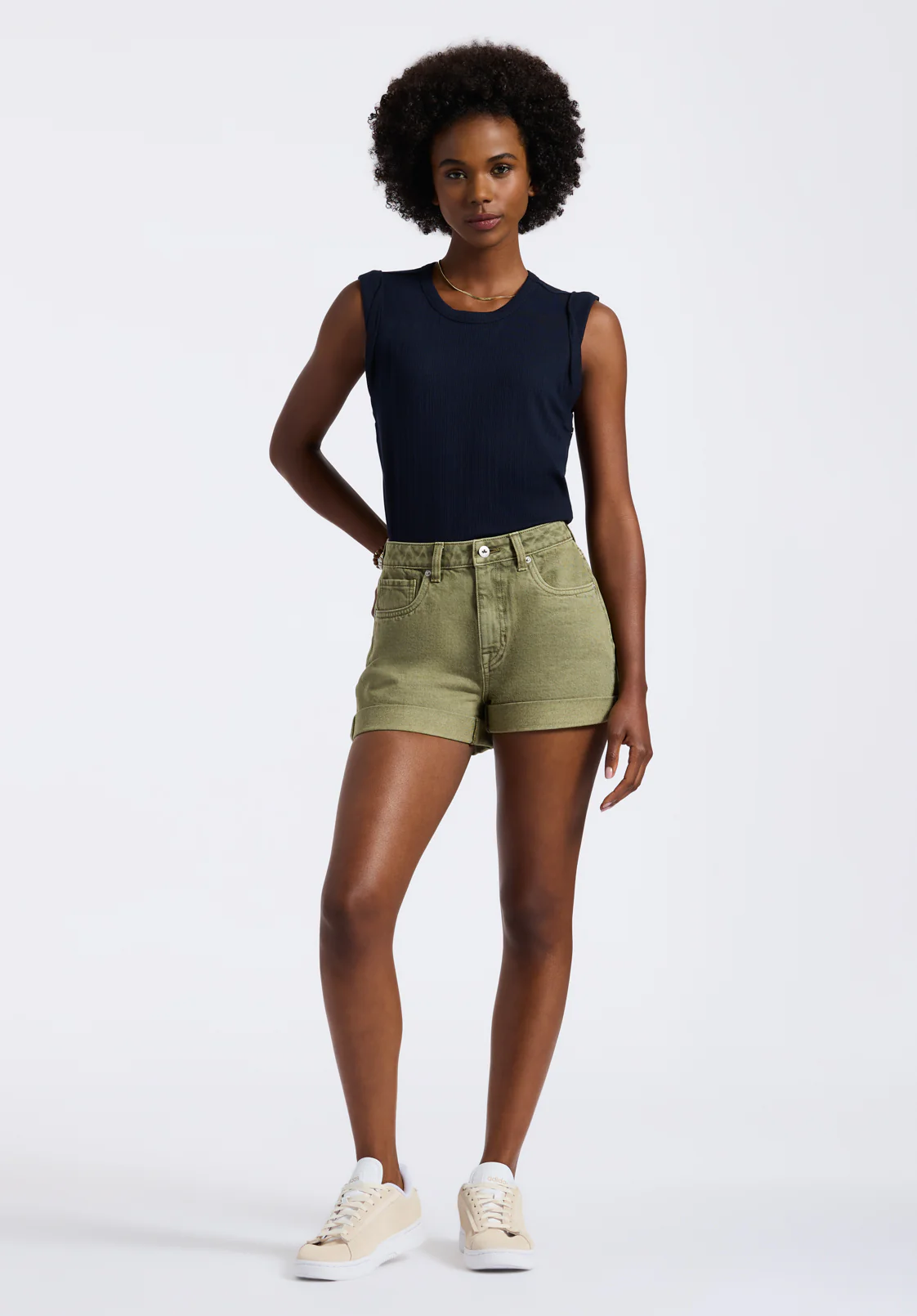 High Rise Relaxed Goldie Women's Shorts, Aloe Green - BL15963 - Image 5