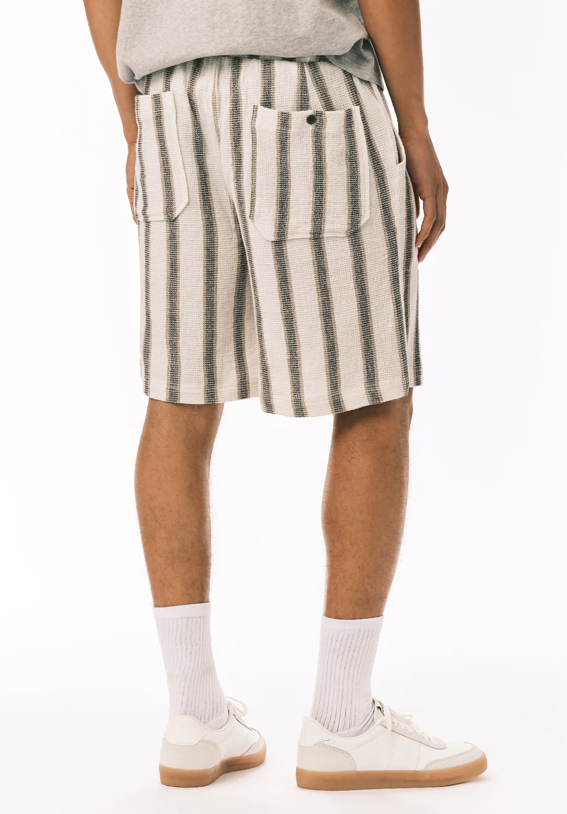 Haladir Men’s Striped Pull-On Shorts, Milk - BM24812 - Image 4