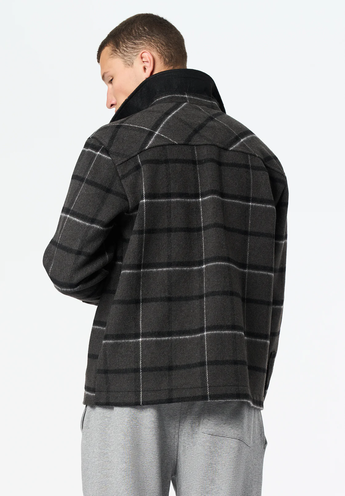 Jace Men's Plaid Shacket, Charcoal - BM24723 - Image 4