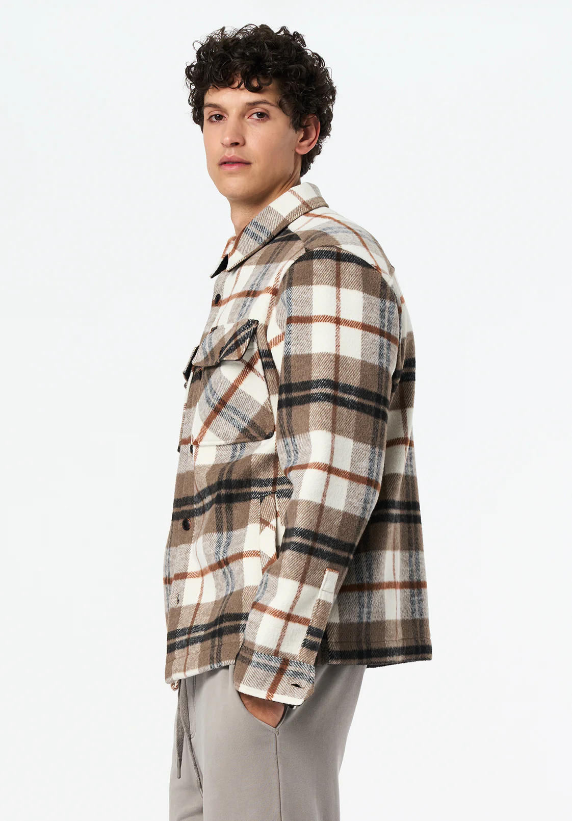 Jace Men's Plaid Shacket, Milk - BM24723 - Image 3