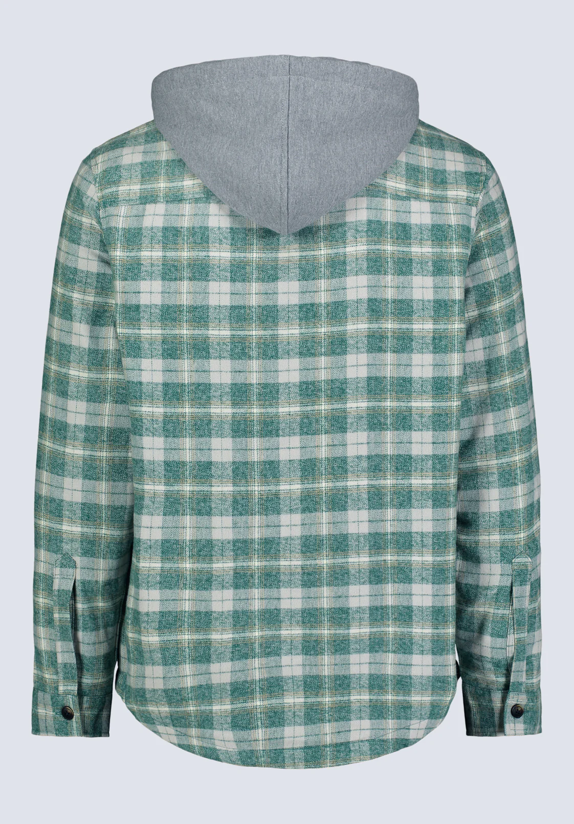 Jakeim Men's Plaid Hooded Shacket, Grey & Green - BM24443 - Image 6