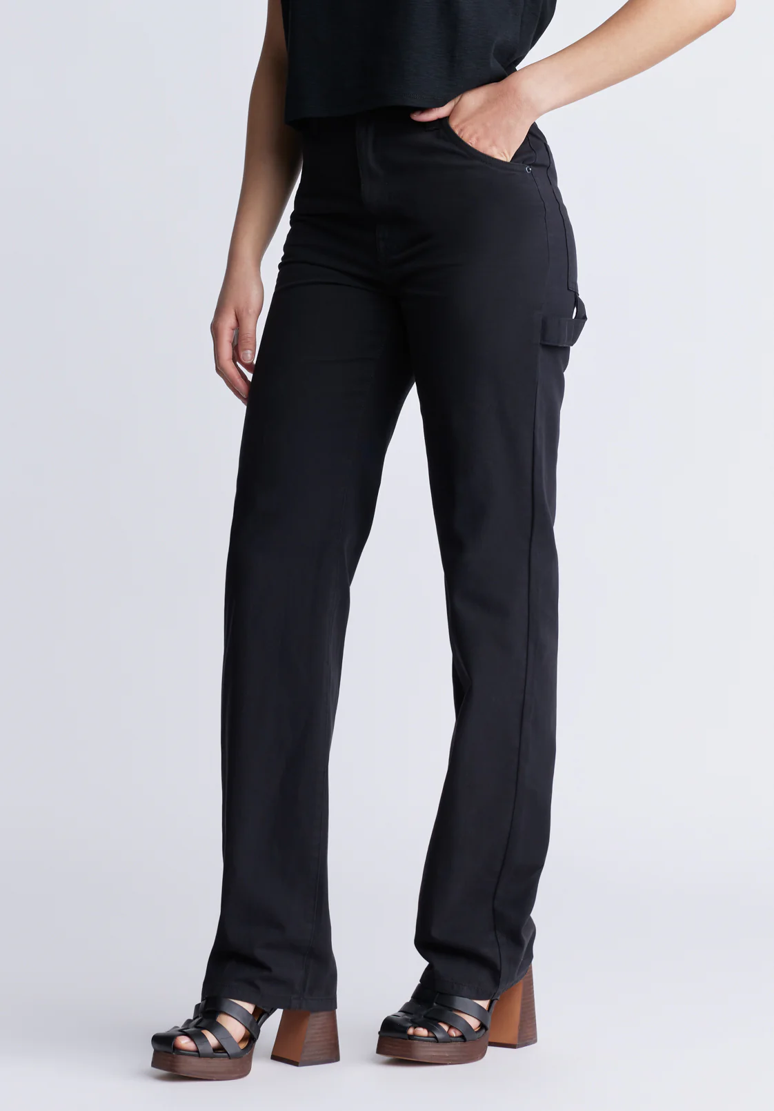 Super High-Rise Loose Straight Jane Women's Pants, Black - BL15966 - Image 3