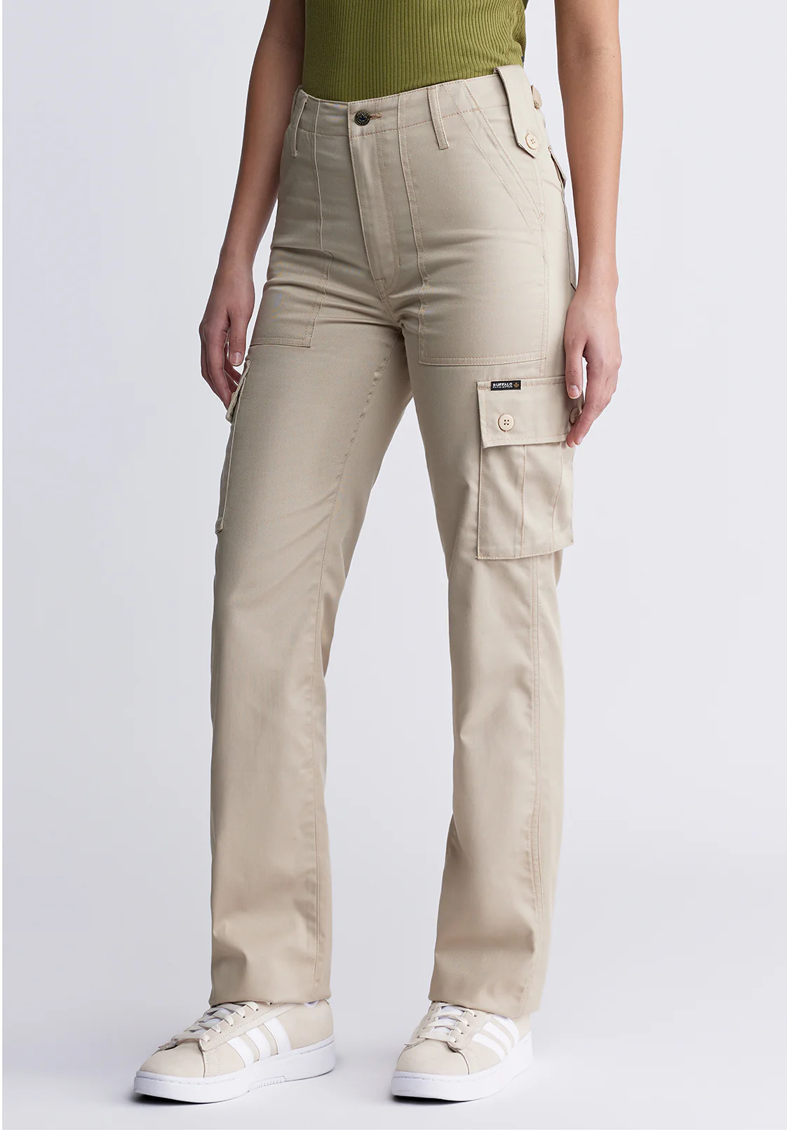 High Rise Loose Straight Jane Women's Pants, Beige - BL15975 - Image 3