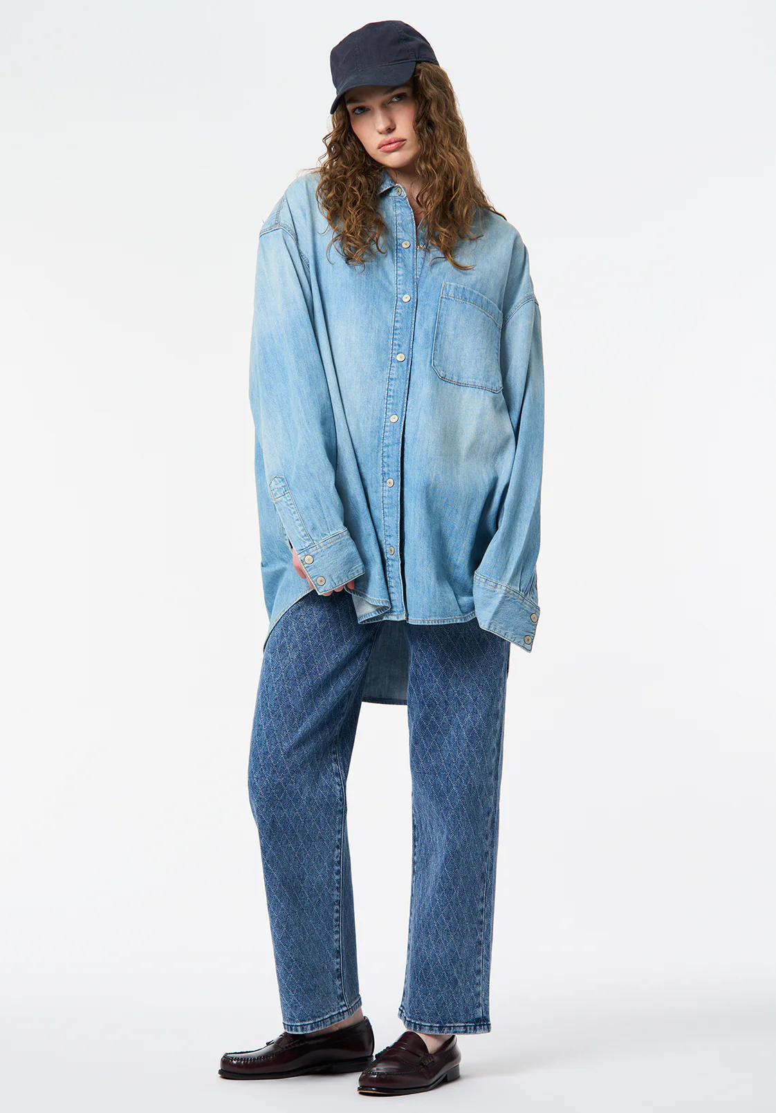 Super High Rise Loose Straight Jane Women's Jeans, Sanded and Contrasted - BL16117 - Image 6