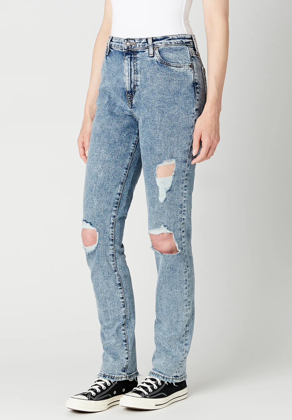 High Rise Straight Jayden Women's Jeans, Contrasted Indigo - BL15815 - Image 3