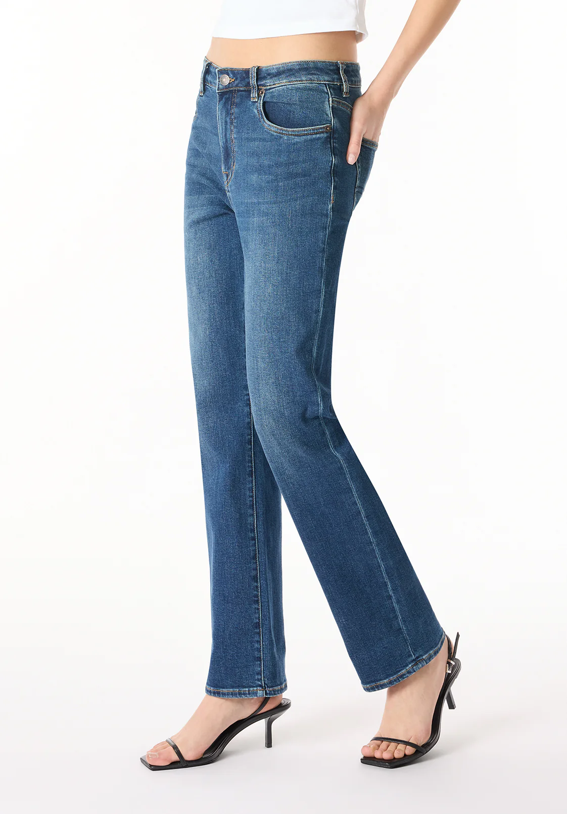 High Rise Straight Jayden Women's Jeans, Indigo Contrast - BL16062 - Image 3