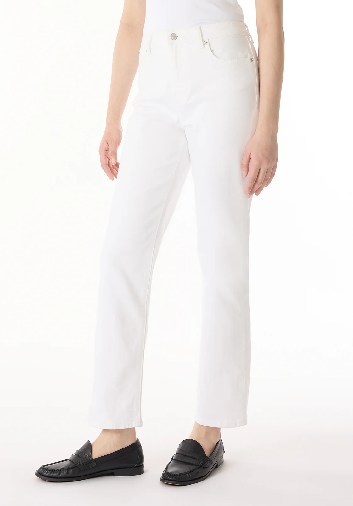 High Rise Straight Jayden Women's Pants, White - BL16085 - Image 3