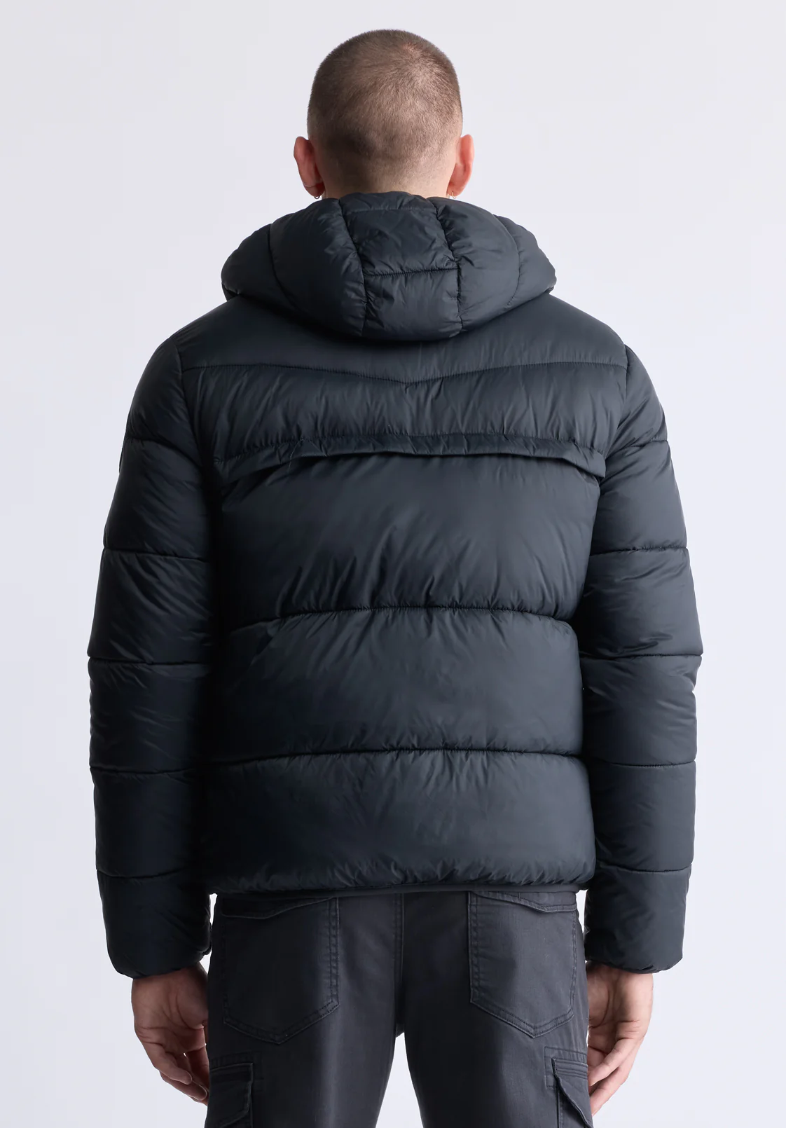Jerome Black Men's Hooded Puffer Jacket - OBMEF006 - Image 4