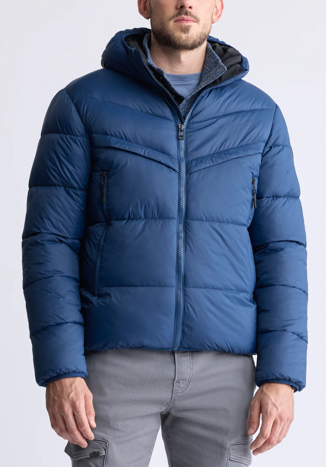 Jerome Navy Men's Hooded Puffer Jacket - OBMEF006 - Image 3